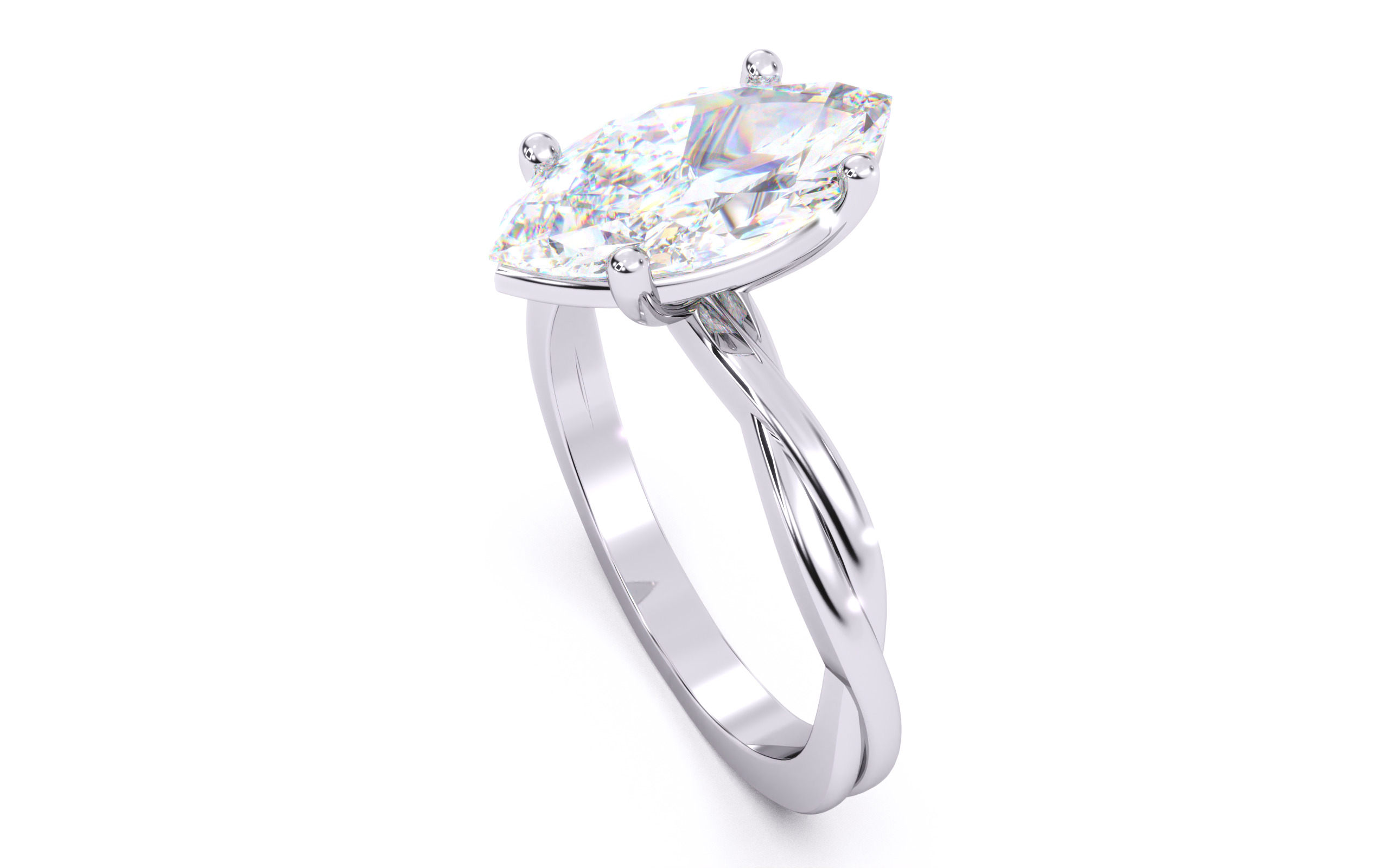 Marquise Diamond Solitaire Ring 3D print model 3D print model_7