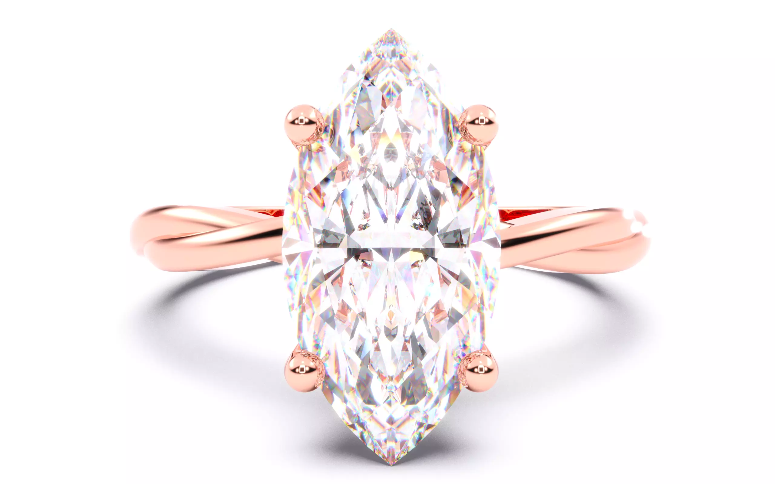 Marquise Diamond Solitaire Ring 3D print model 3D print model_0