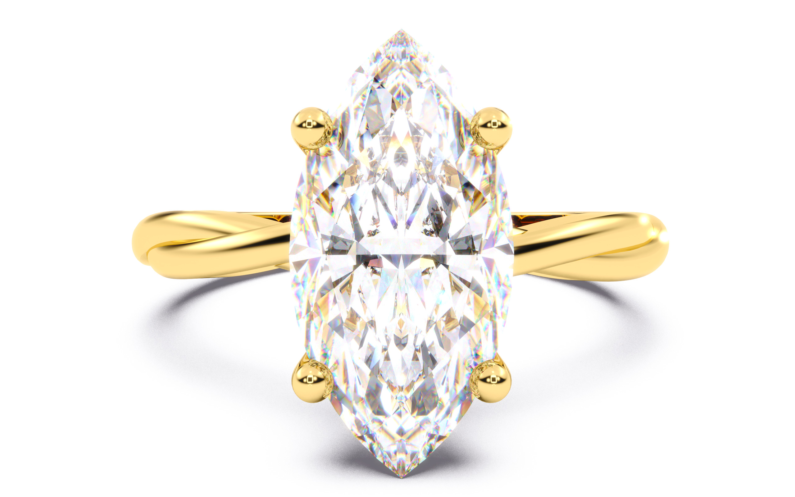 Marquise Diamond Solitaire Ring 3D print model 3D print model_21