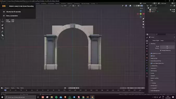 PBR Modular Fence Brick Gate Low-poly 3D model