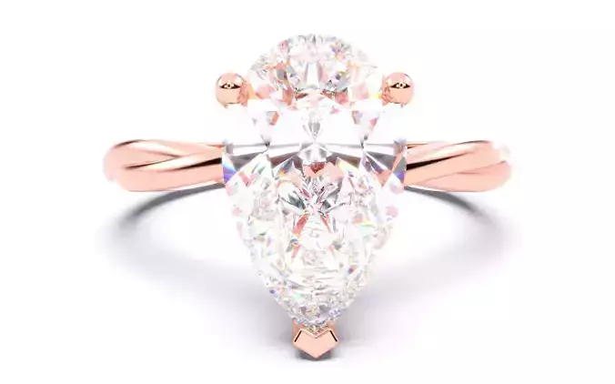 Pear Diamond Solitaire Ring 3D print model
