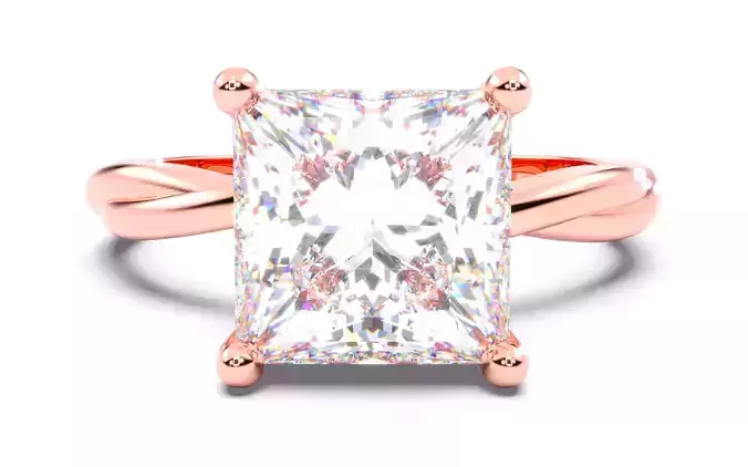 Princess Diamond Solitaire Ring 3D print model