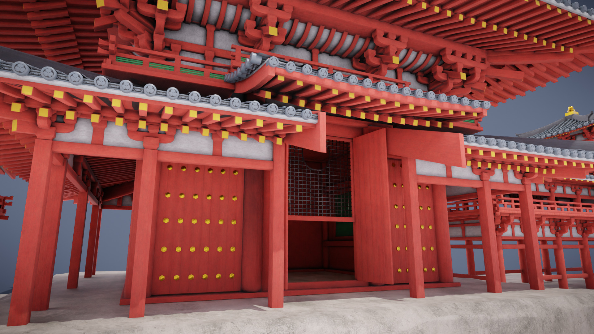 Japanese Temple Low-poly 3D model_11