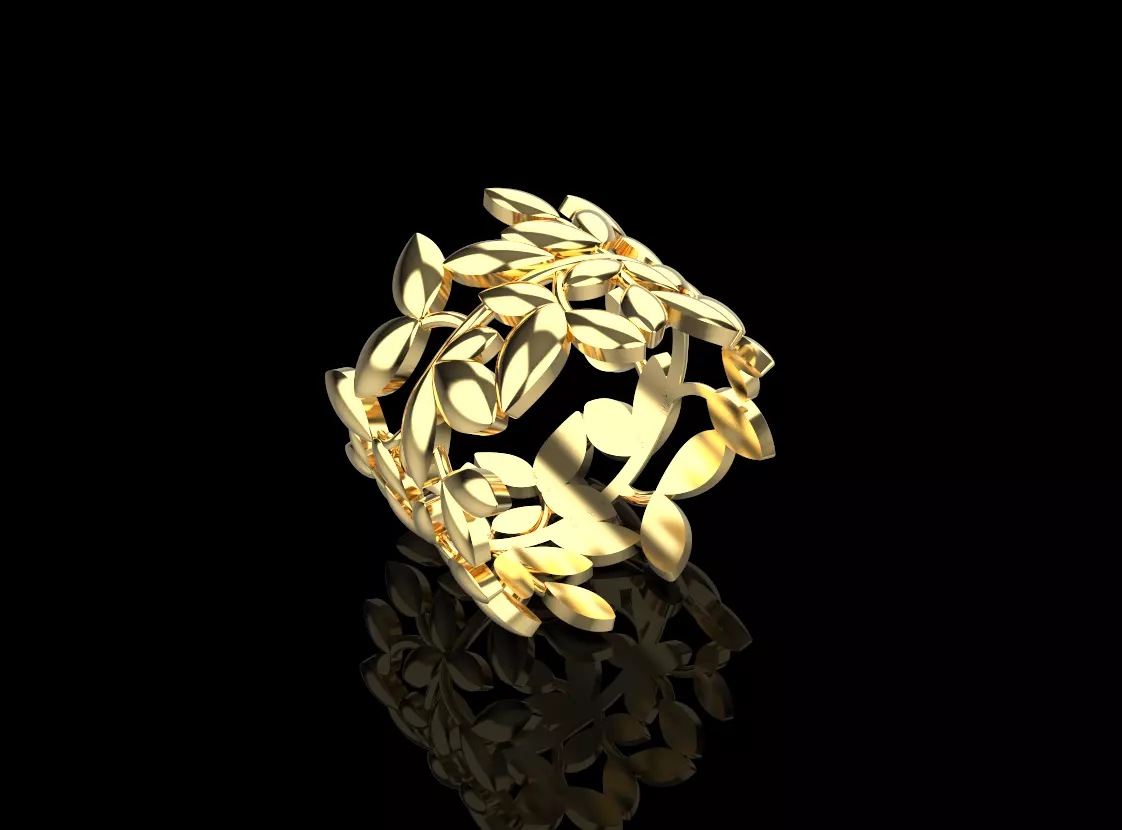 Leaf Ring z1003 3D print model_0
