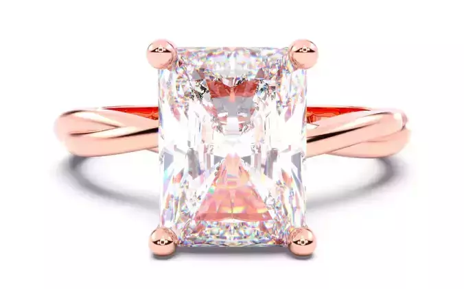Radiant Diamond Solitaire Ring 3D print model