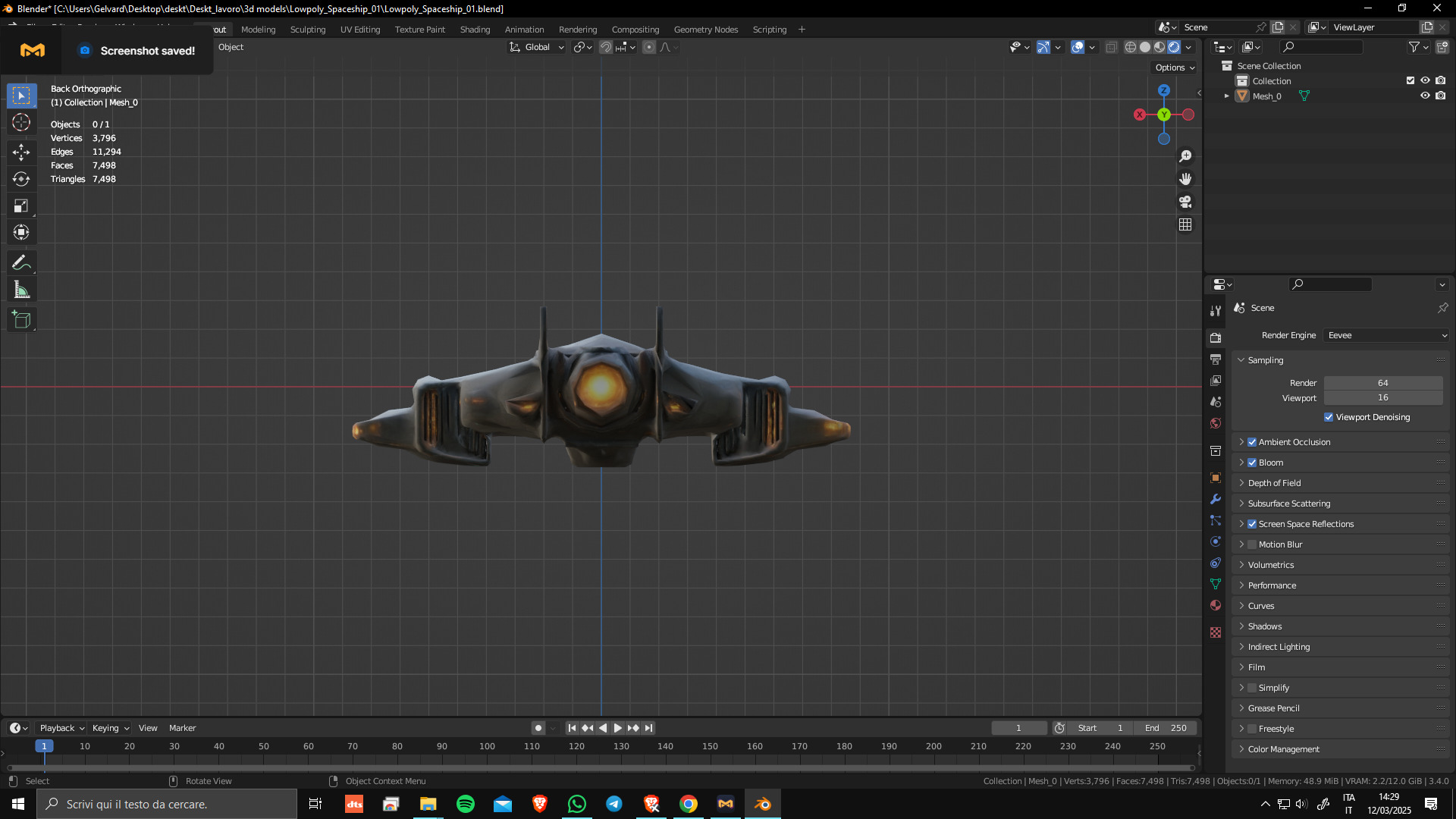 Low Poly Game Ready Spaceship 01 3D model_4