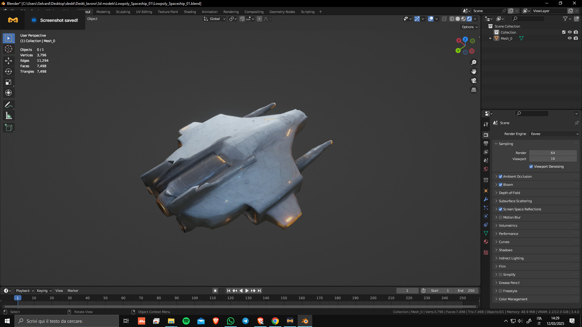 Low Poly Game Ready Spaceship 01 3D model_8