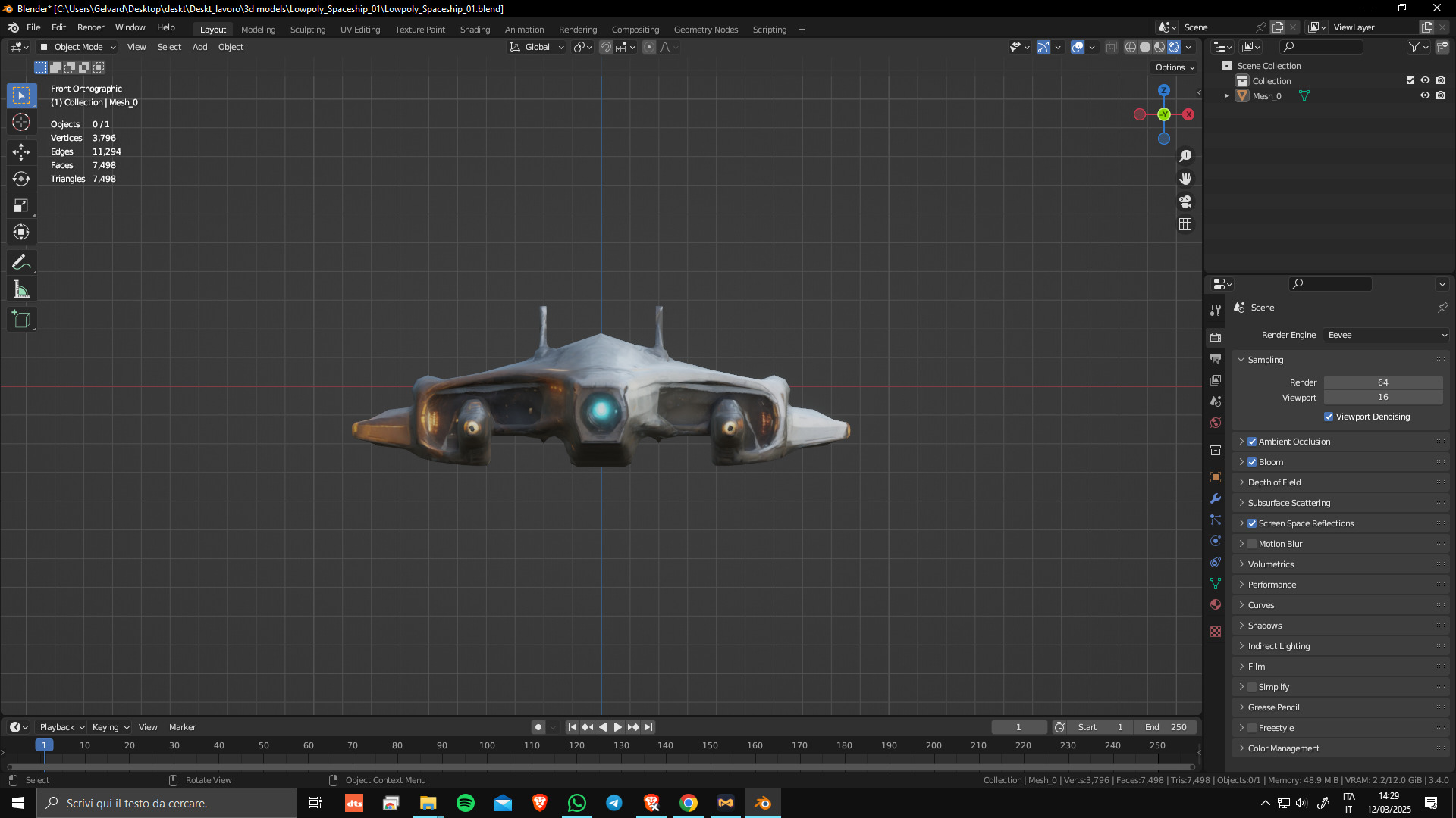 Low Poly Game Ready Spaceship 01 3D model_1
