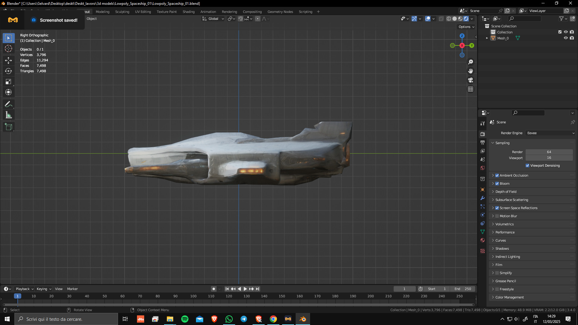 Low Poly Game Ready Spaceship 01 3D model_2