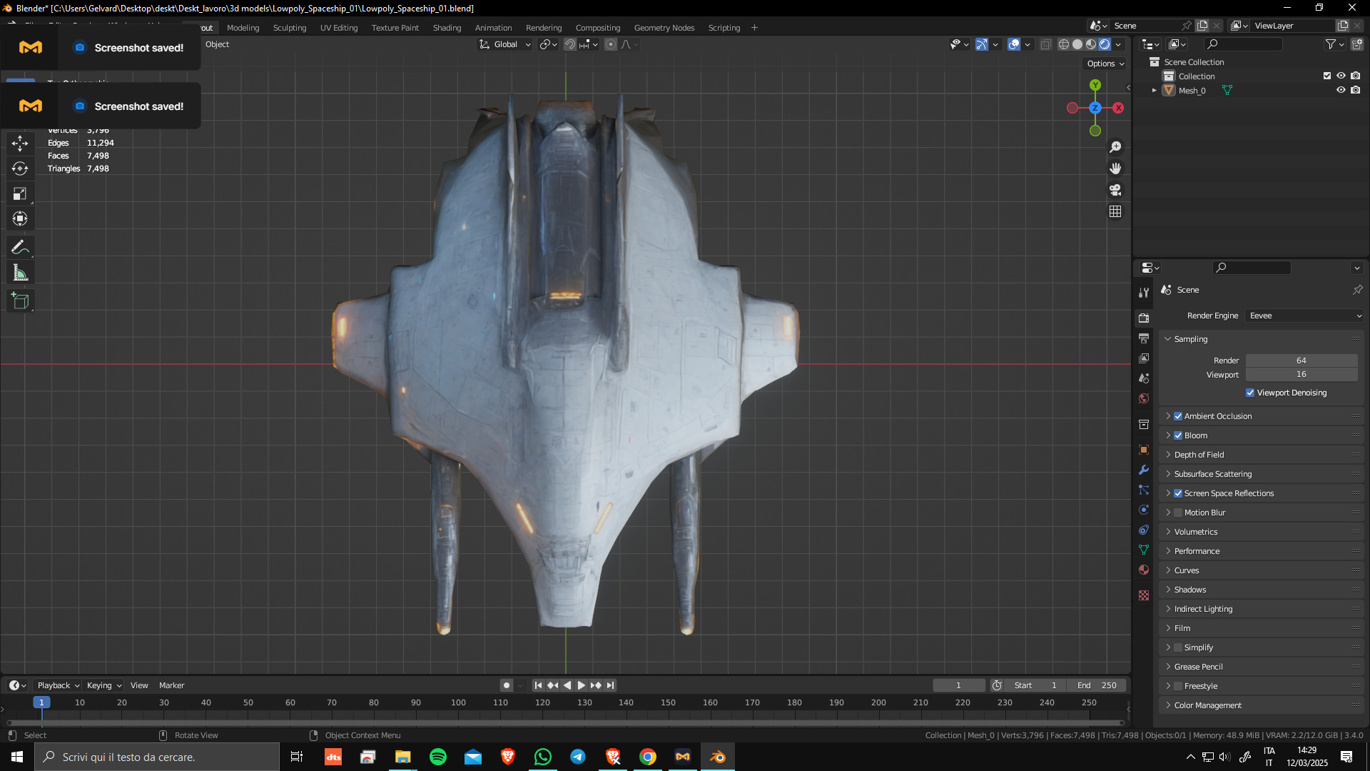 Low Poly Game Ready Spaceship 01 3D model_3
