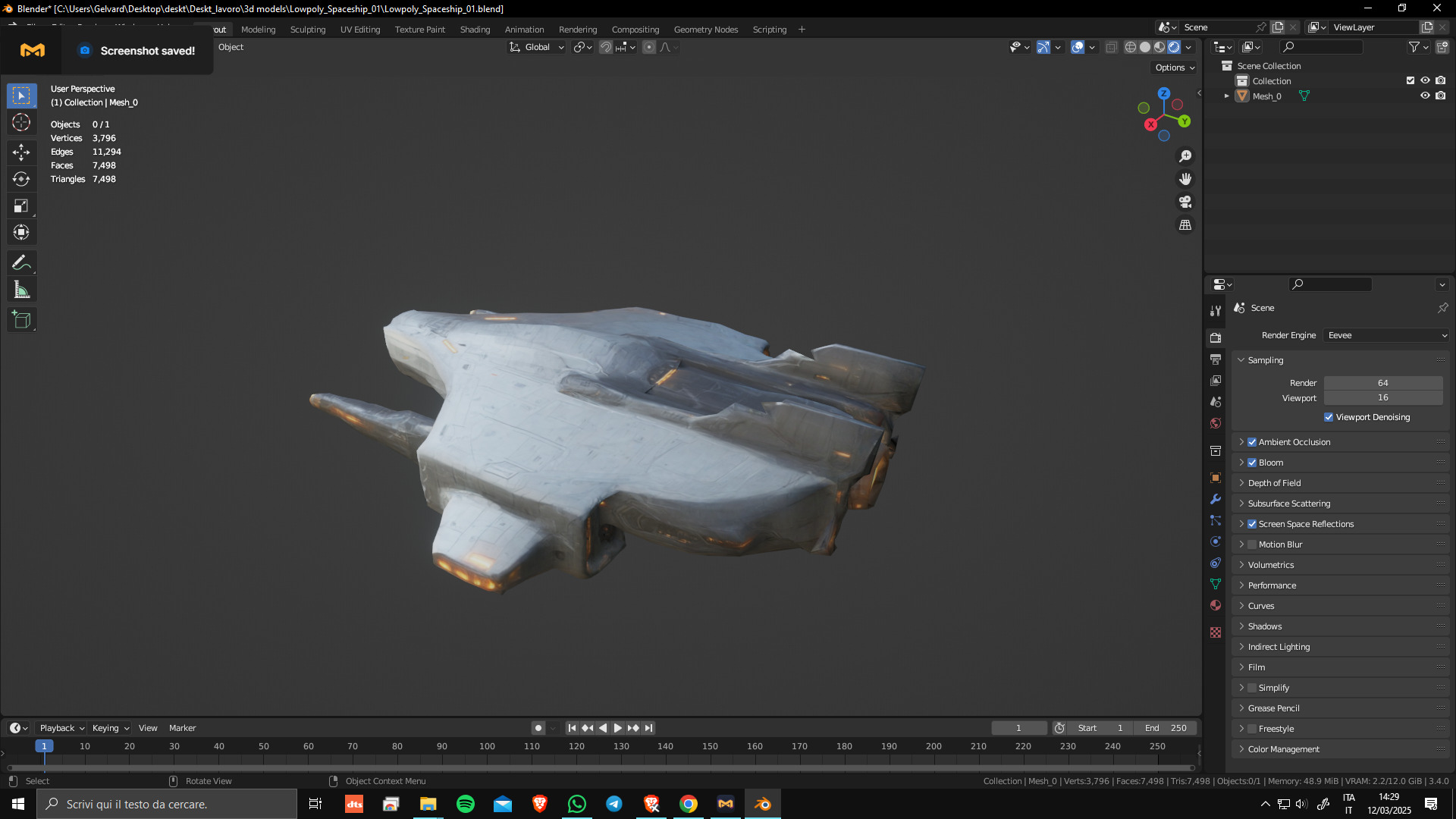 Low Poly Game Ready Spaceship 01 3D model_5