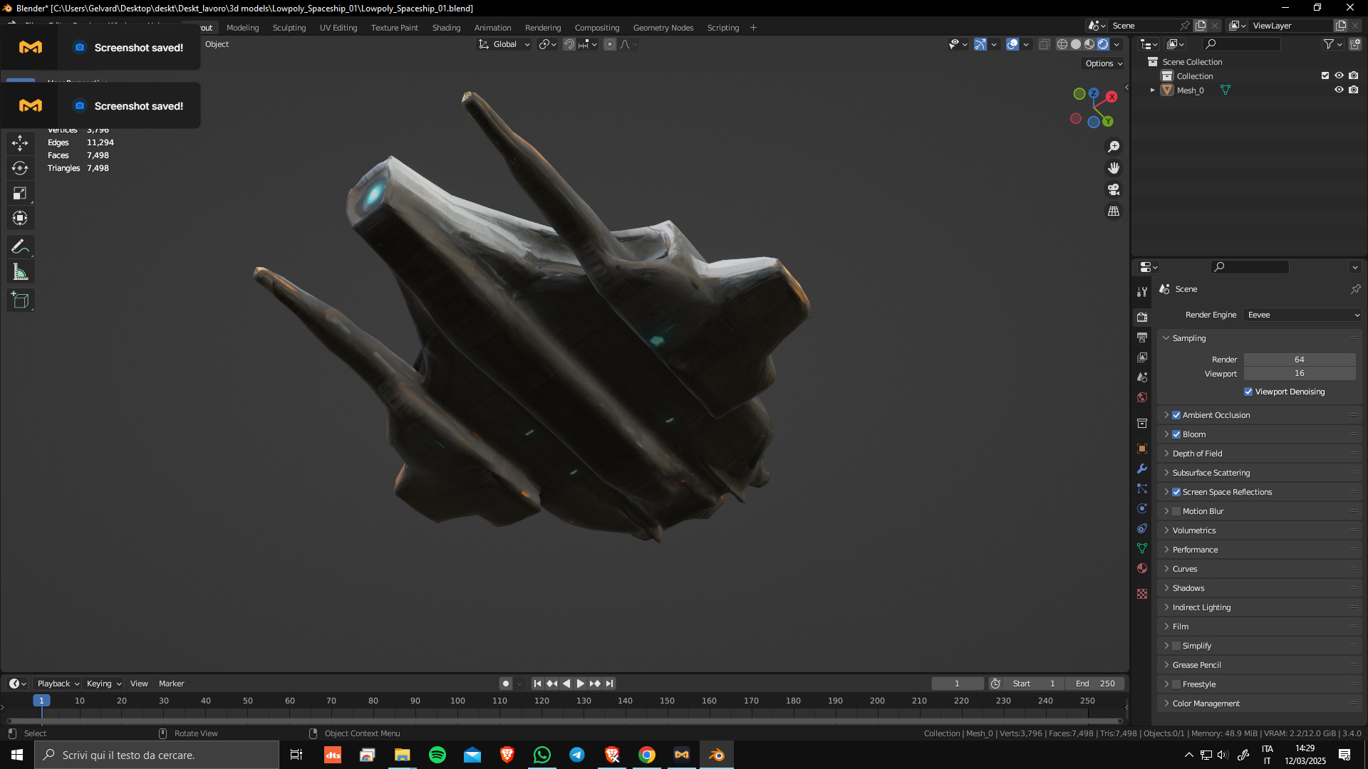 Low Poly Game Ready Spaceship 01 3D model_6