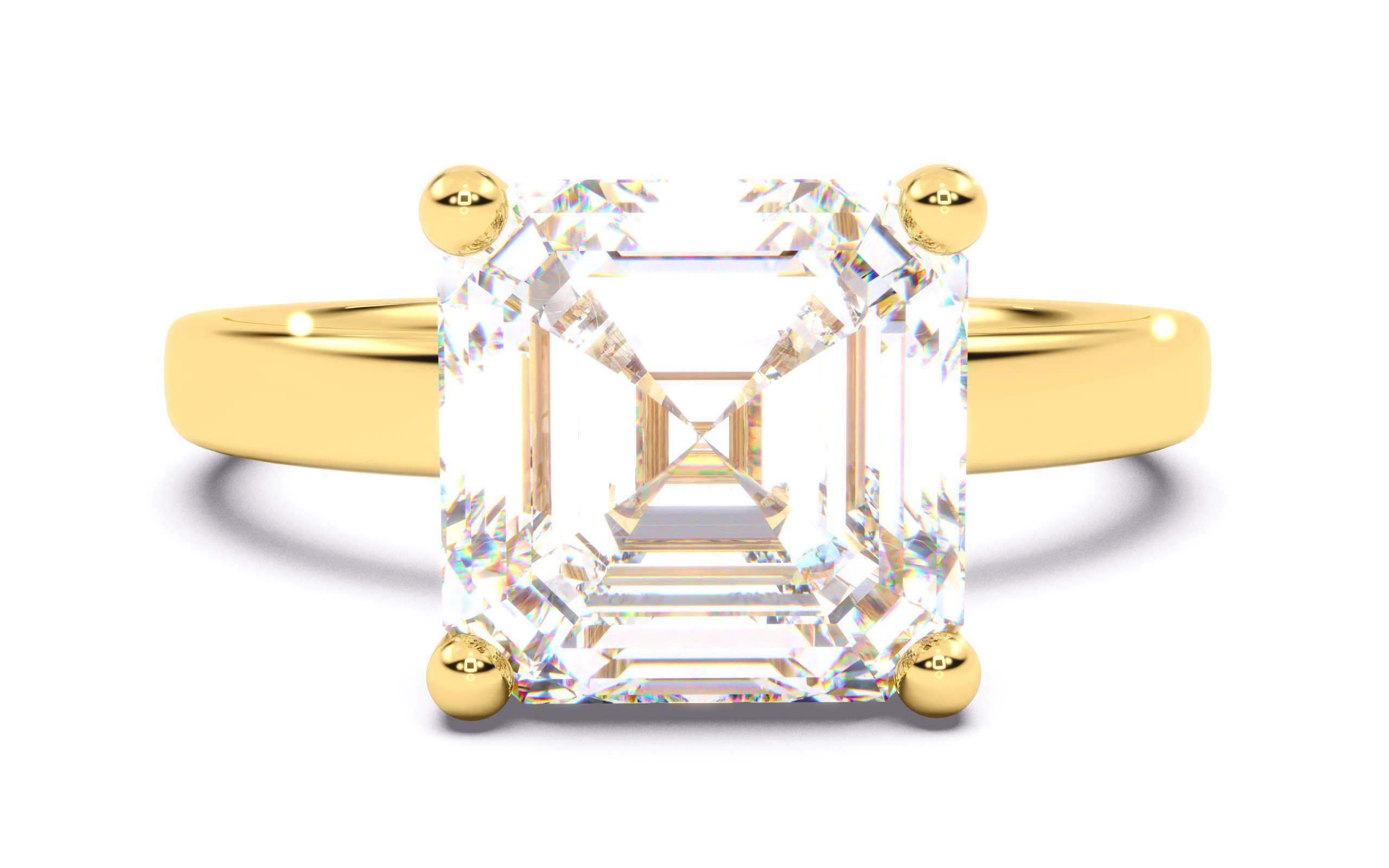 Asscher Diamond Solitaire Ring 3D print model 3D print model_2