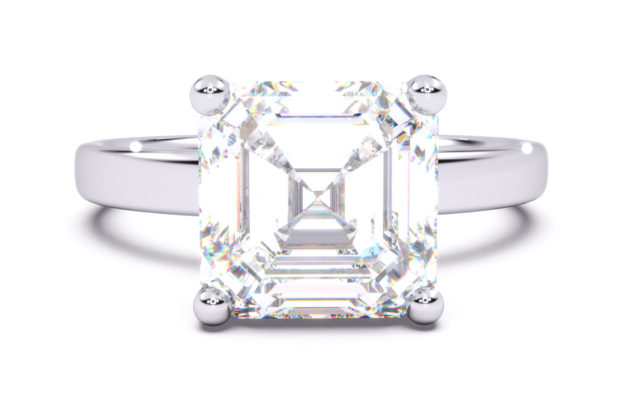 Asscher Diamond Solitaire Ring 3D print model 3D print model_19