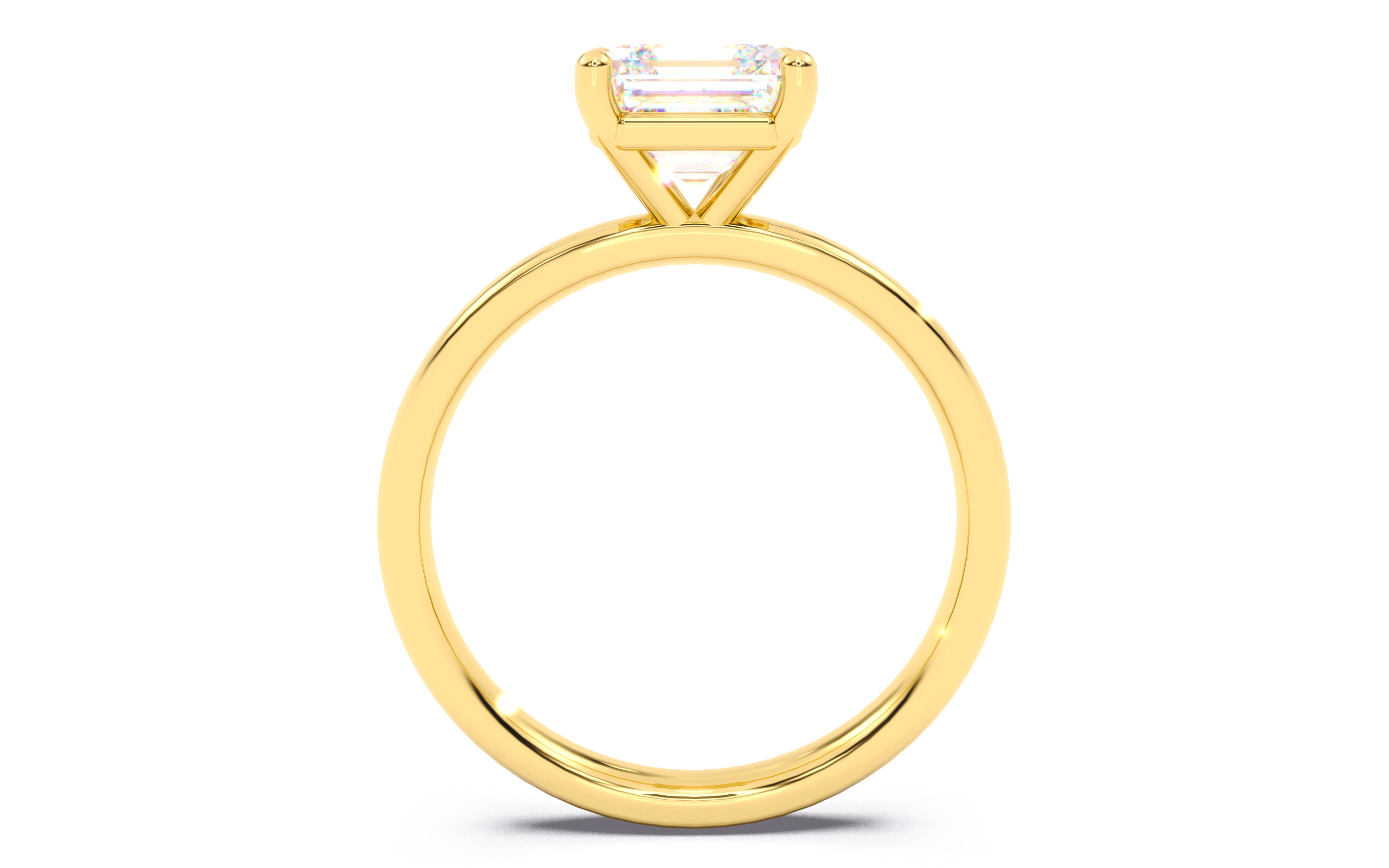 Asscher Diamond Solitaire Ring 3D print model 3D print model_5