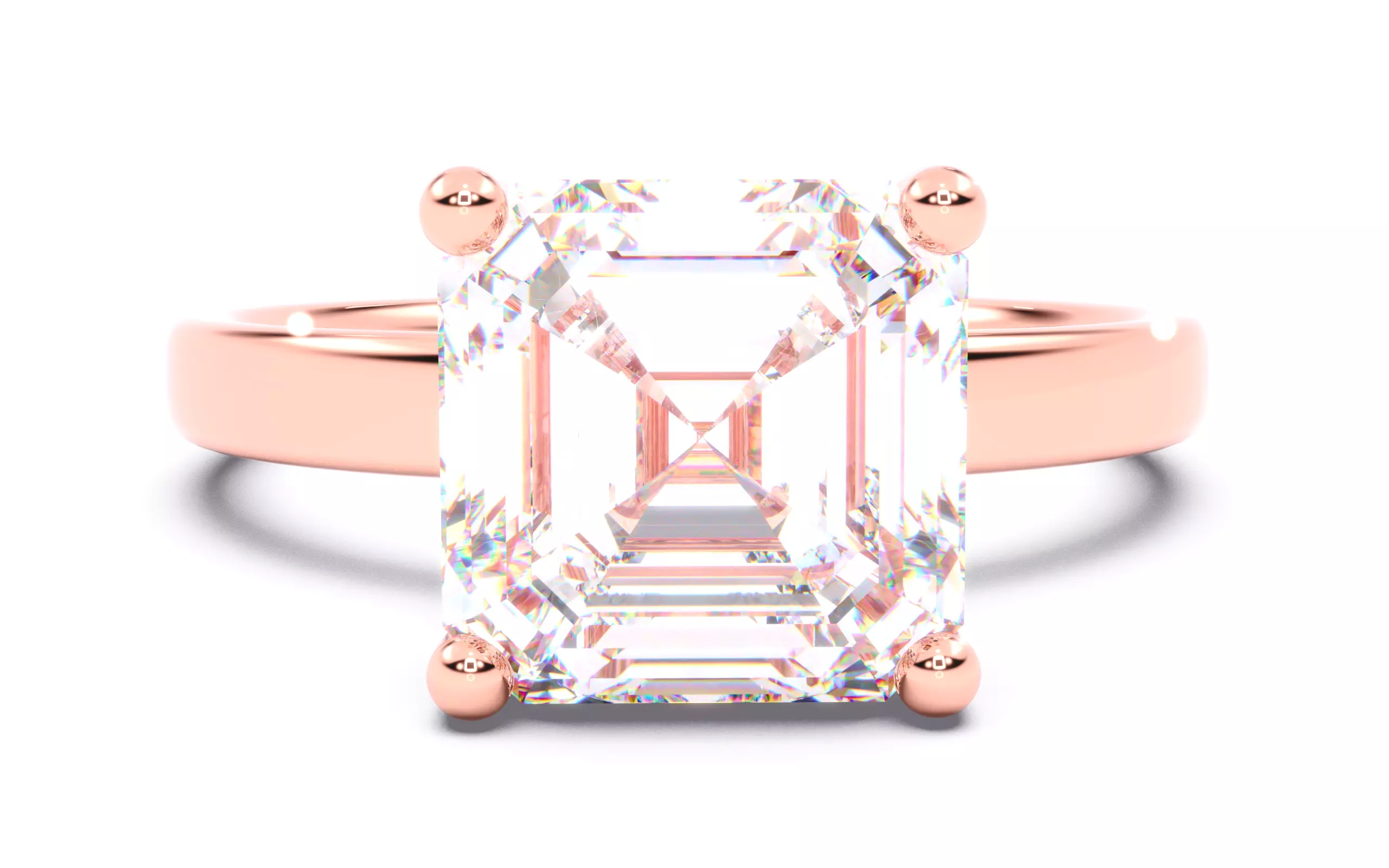 Asscher Diamond Solitaire Ring 3D print model 3D print model_0