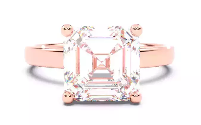 Asscher Diamond Solitaire Ring 3D print model 3D print model