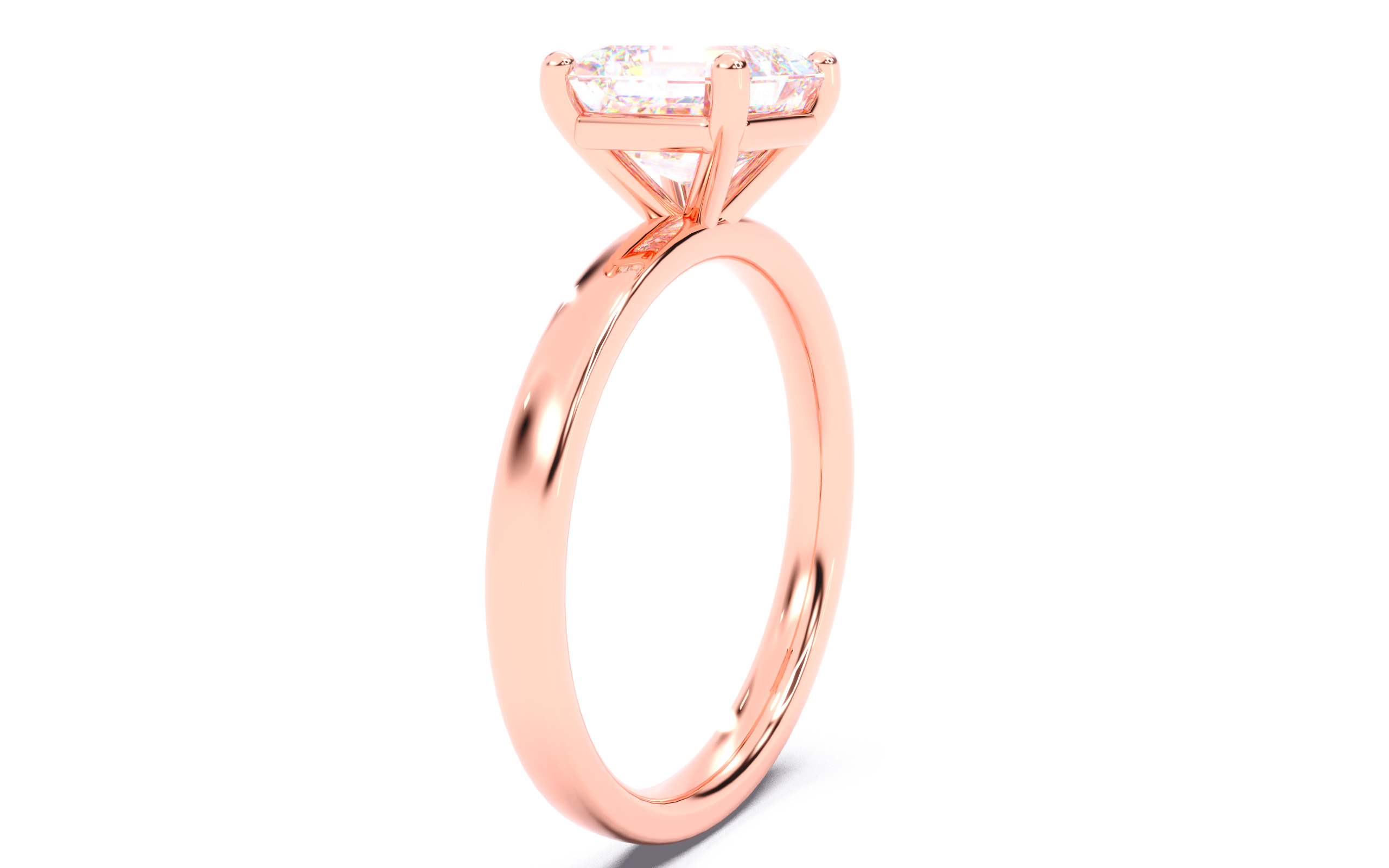 Asscher Diamond Solitaire Ring 3D print model 3D print model_14