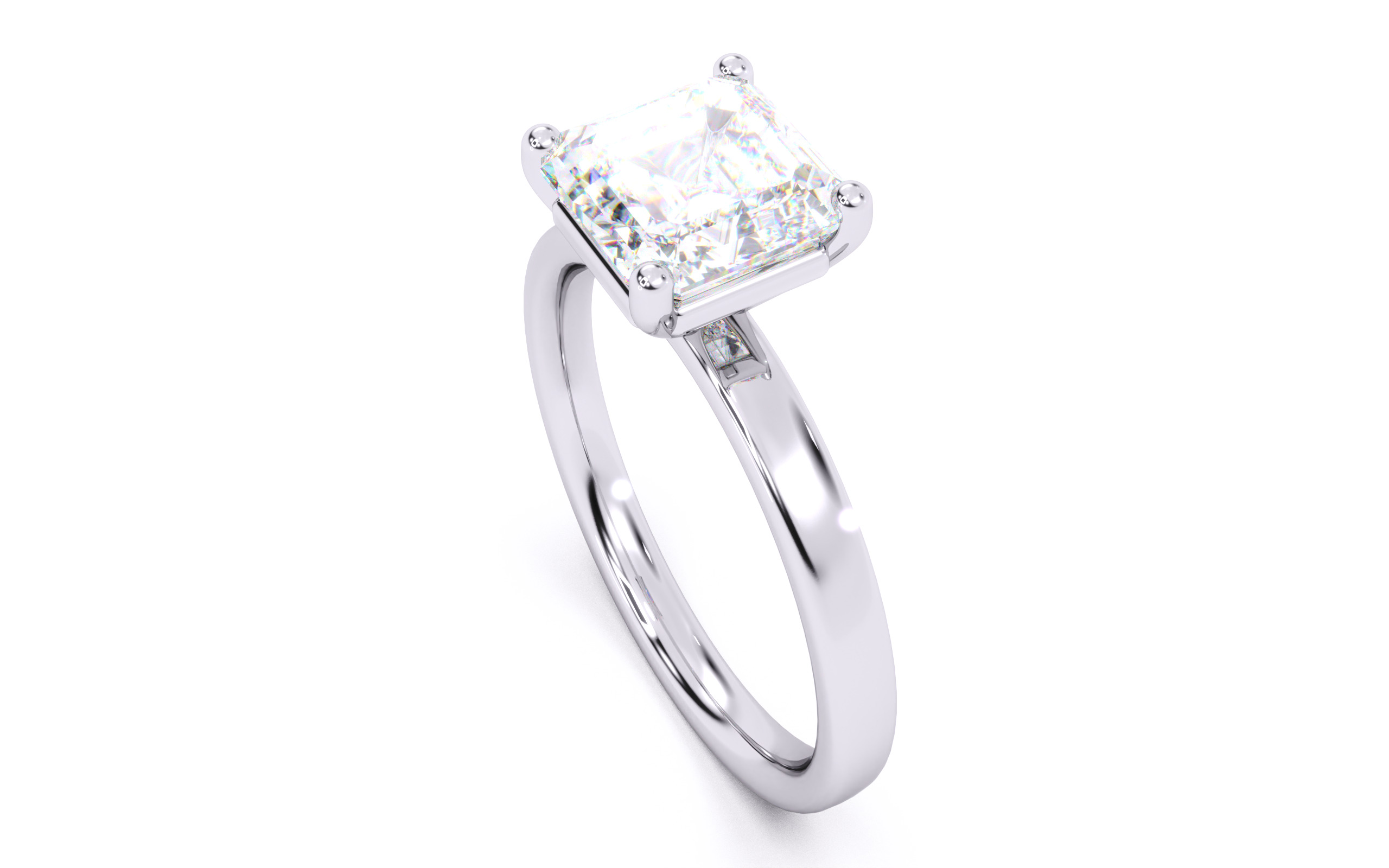 Asscher Diamond Solitaire Ring 3D print model 3D print model_8