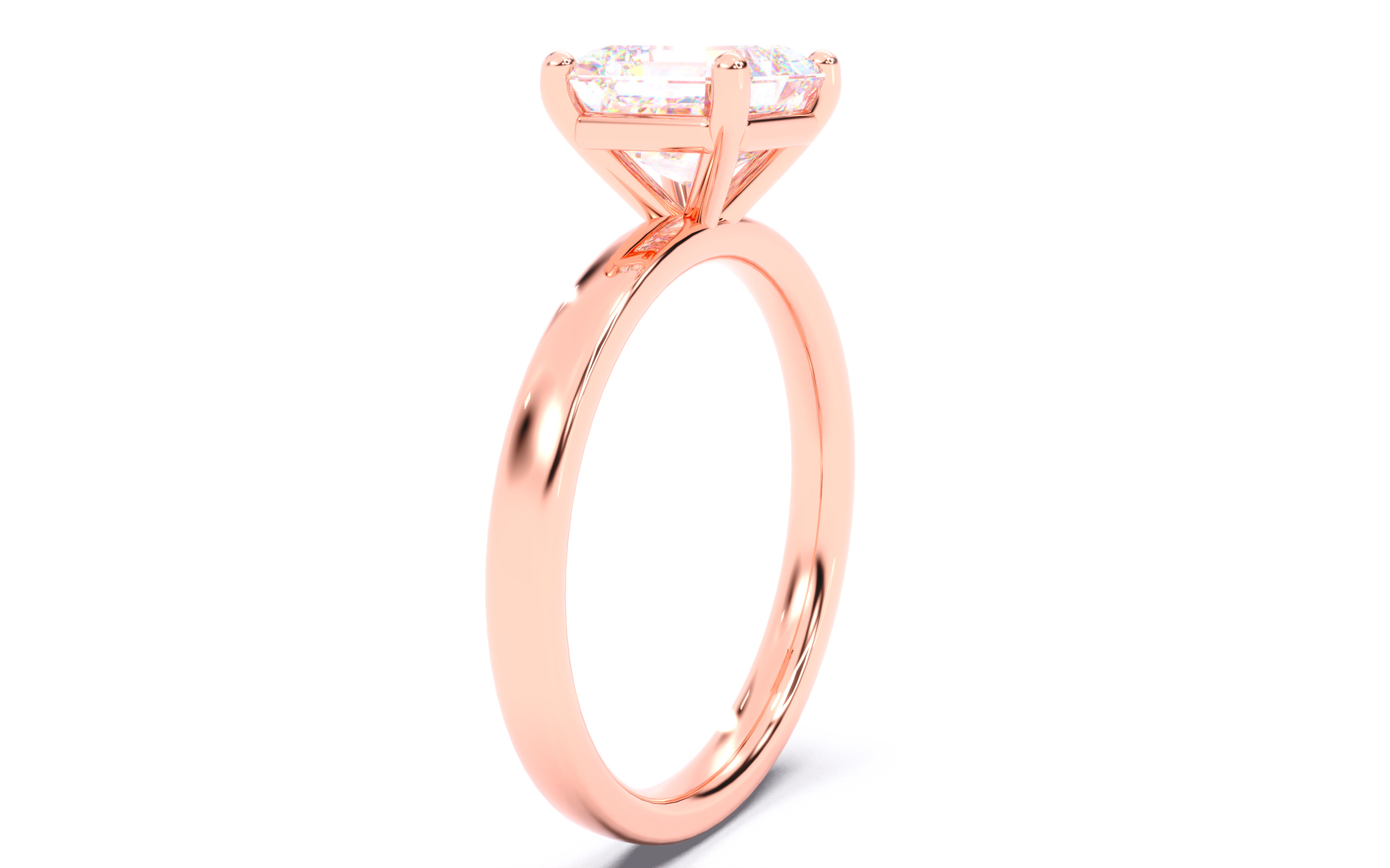 Asscher Diamond Solitaire Ring 3D print model 3D print model_12