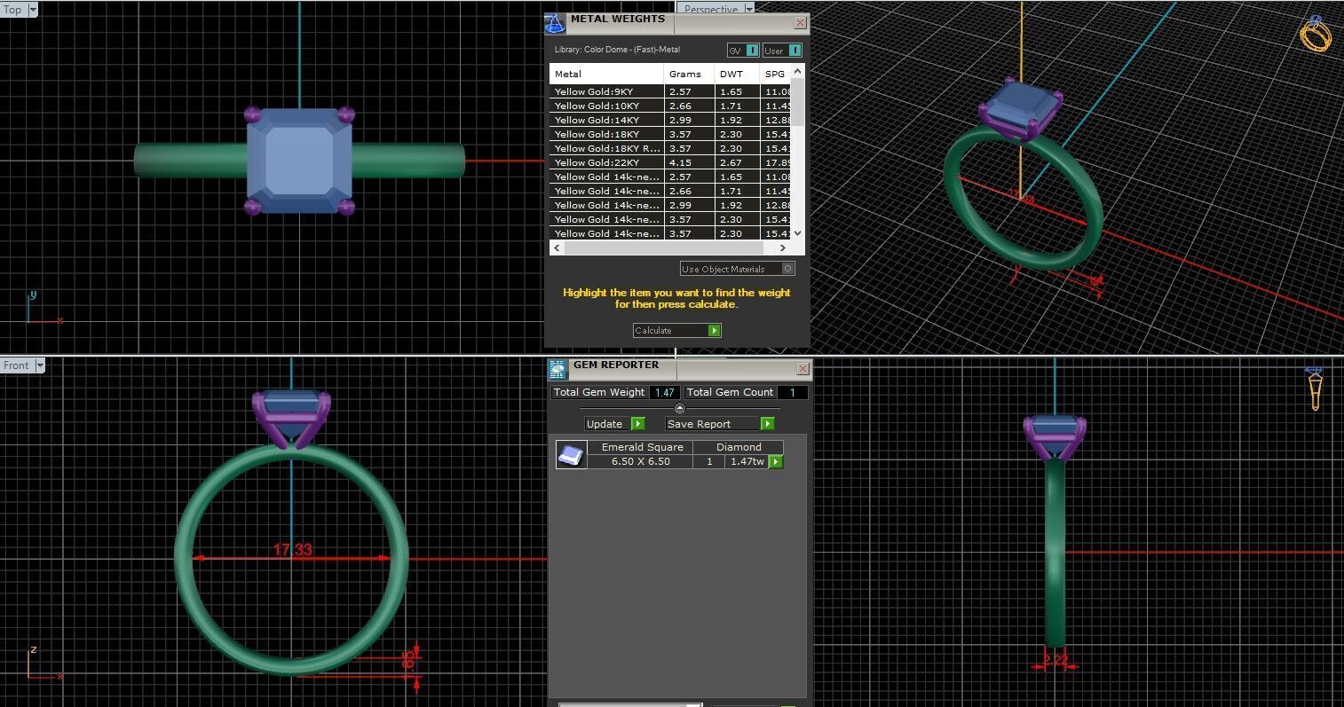 Asscher Diamond Solitaire Ring 3D print model 3D print model_25