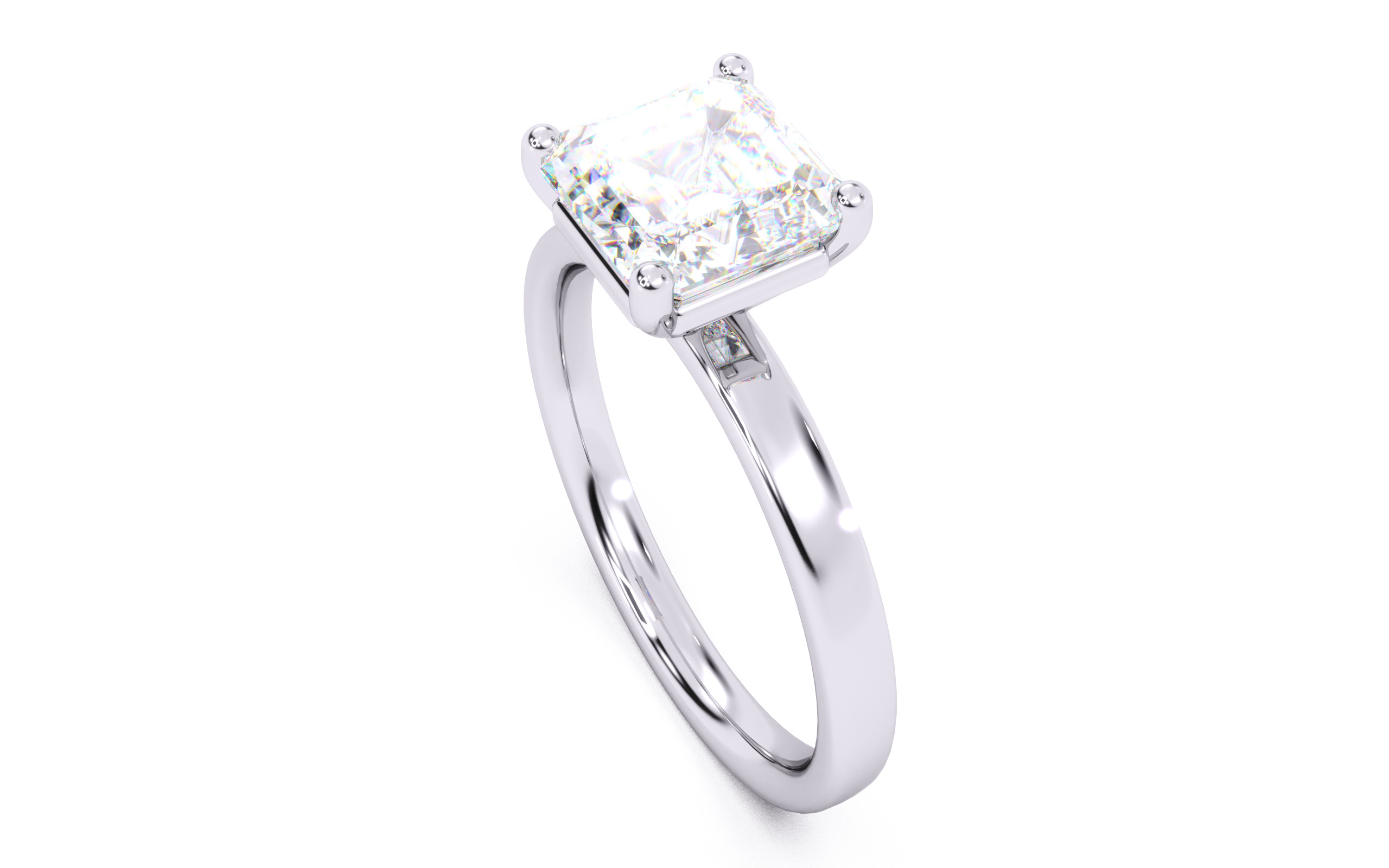 Asscher Diamond Solitaire Ring 3D print model 3D print model_9