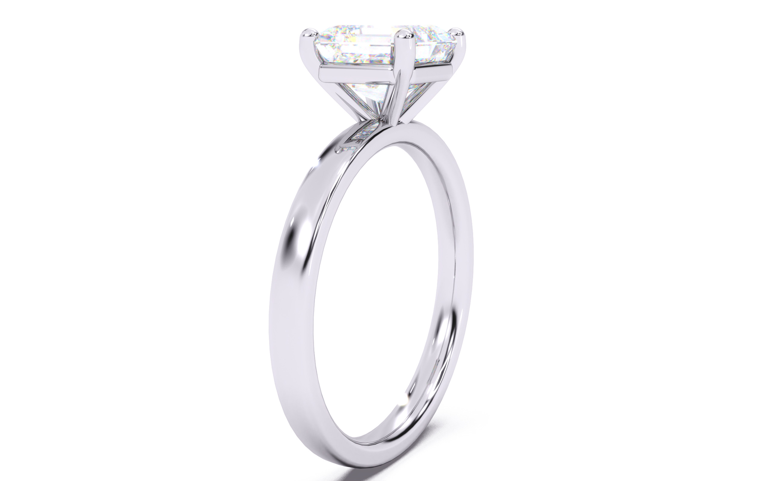 Asscher Diamond Solitaire Ring 3D print model 3D print model_16