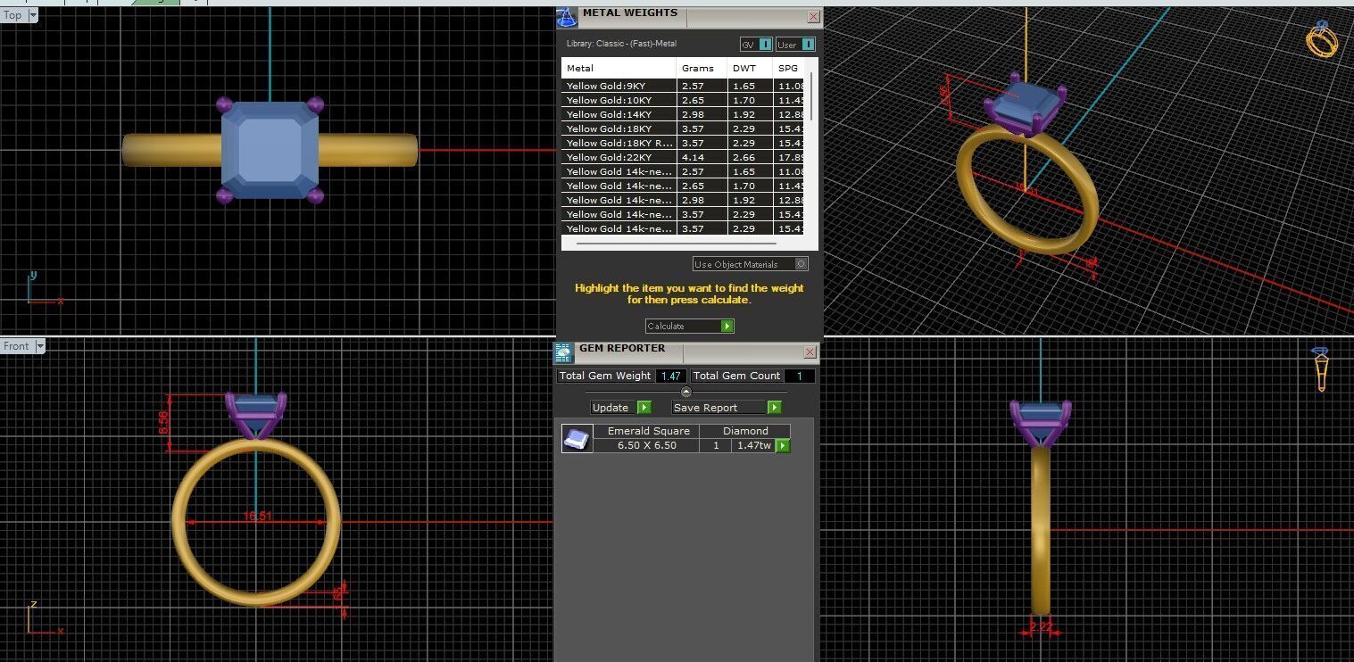 Asscher Diamond Solitaire Ring 3D print model 3D print model_1