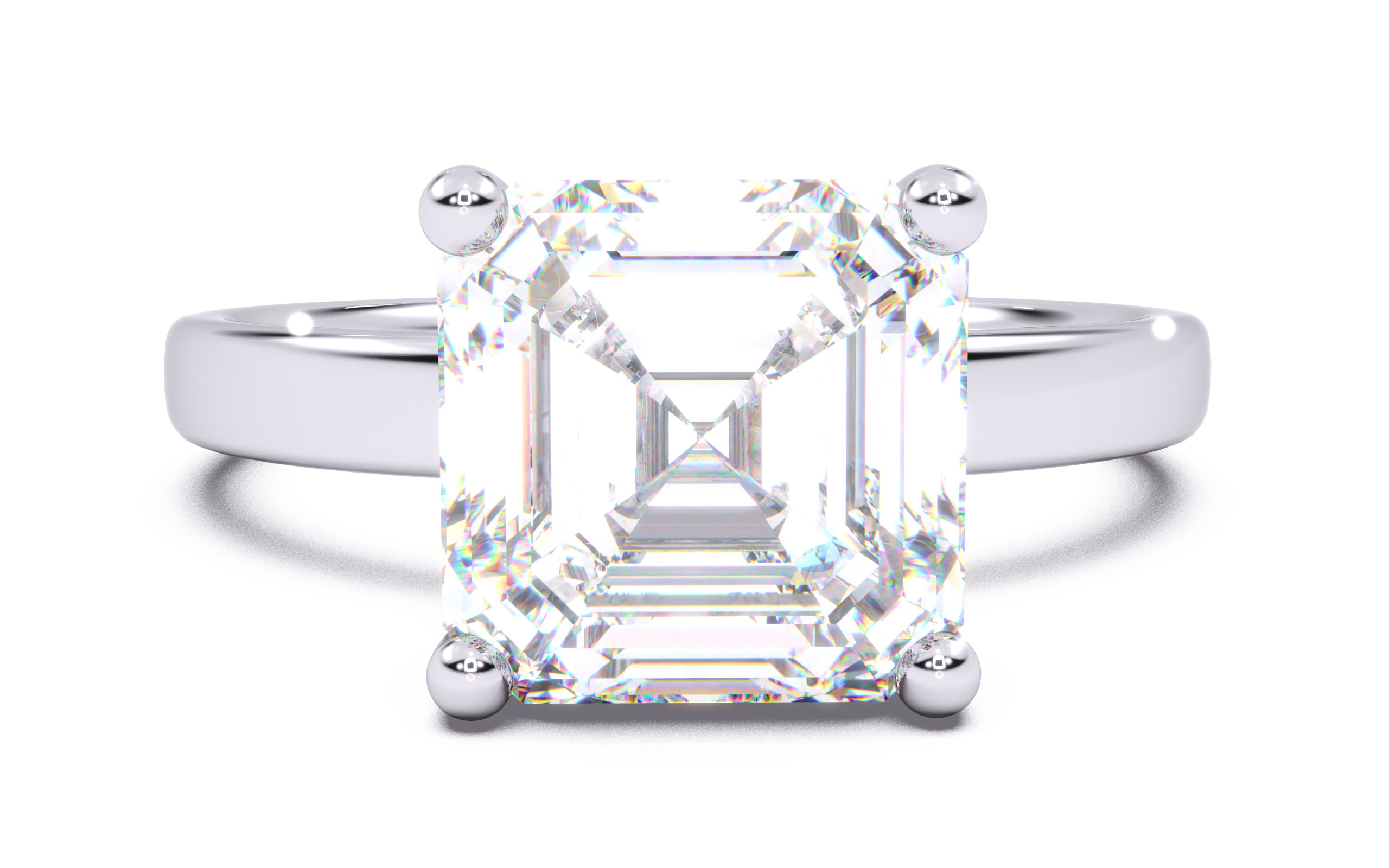 Asscher Diamond Solitaire Ring 3D print model 3D print model_20