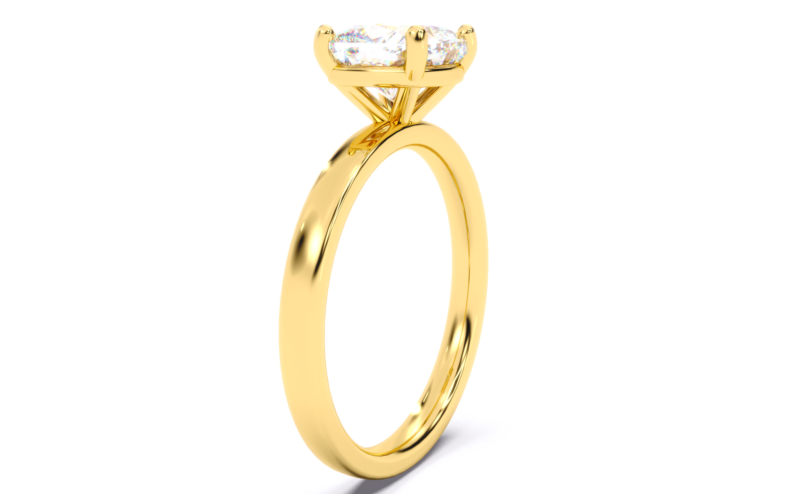 Cushion Diamond Solitaire Ring 3D print model 3D print model_17
