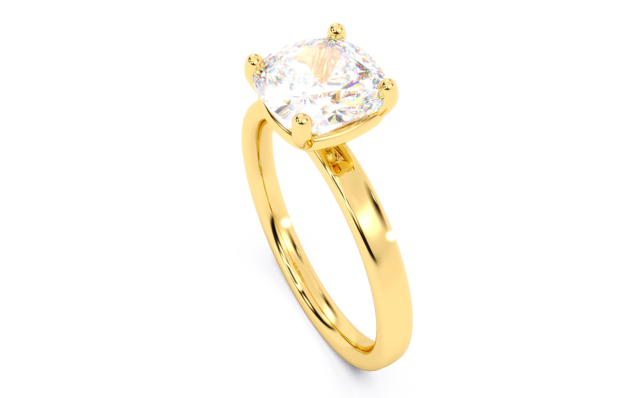 Cushion Diamond Solitaire Ring 3D print model 3D print model_7