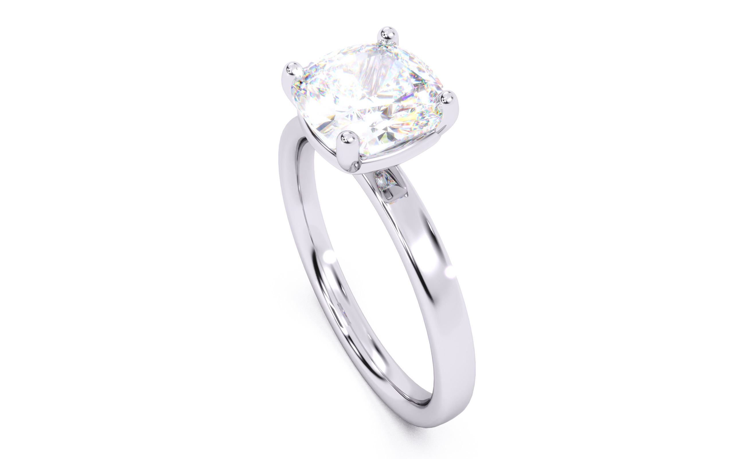 Cushion Diamond Solitaire Ring 3D print model 3D print model_9