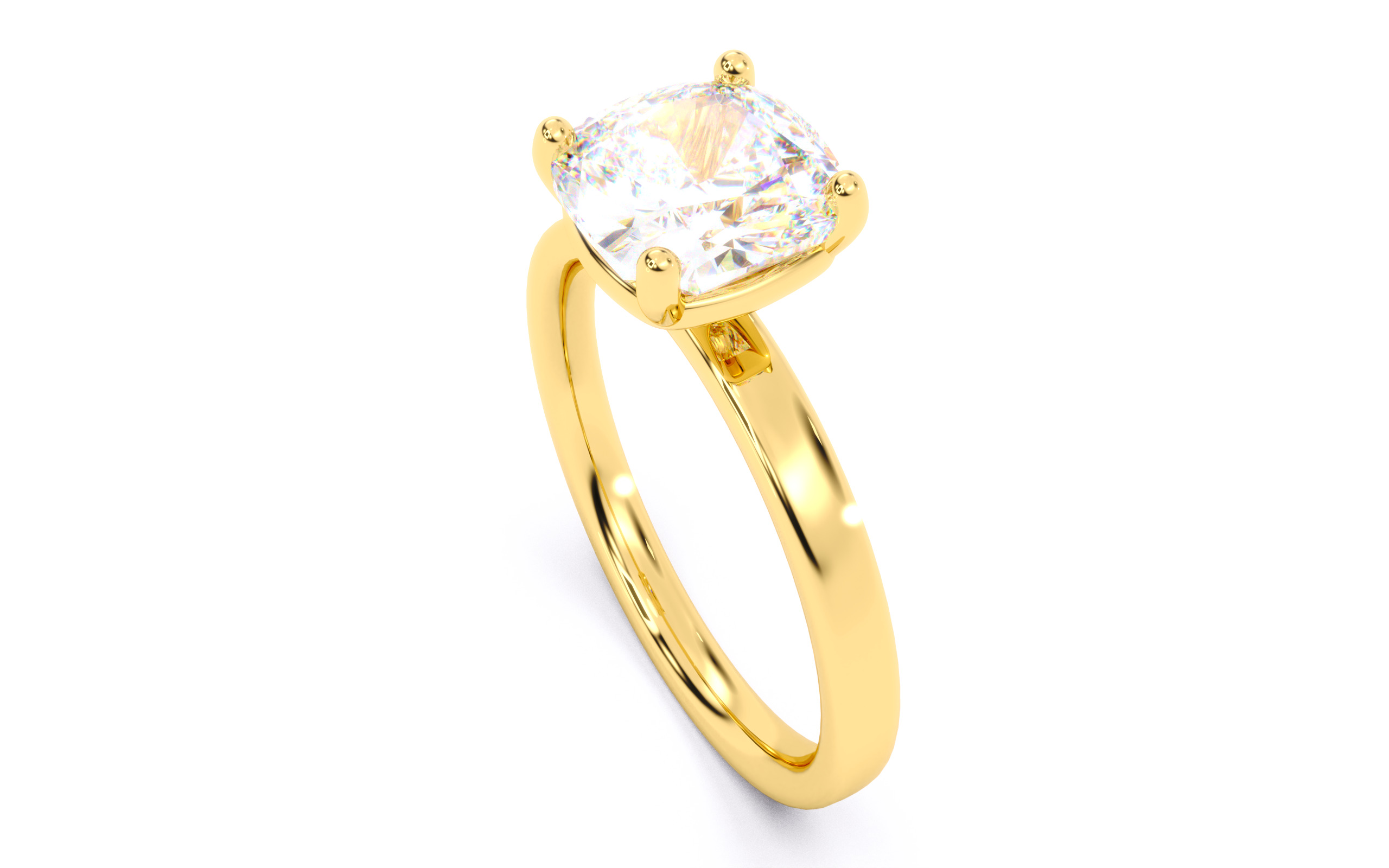 Cushion Diamond Solitaire Ring 3D print model 3D print model_6