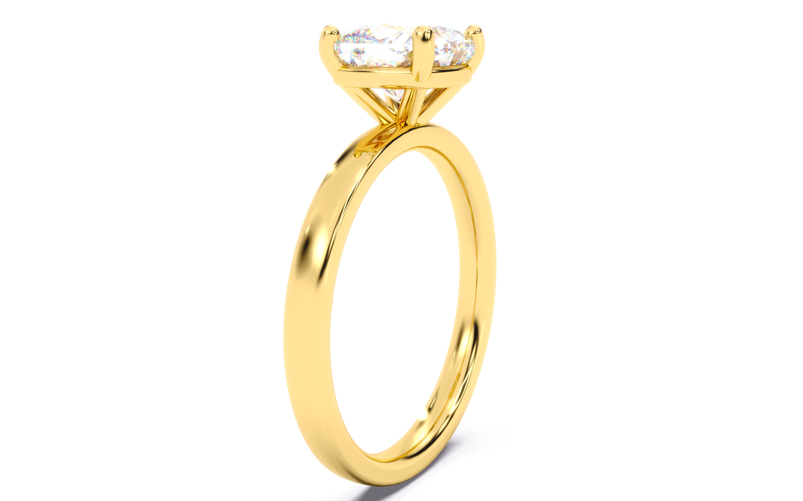 Cushion Diamond Solitaire Ring 3D print model 3D print model_18