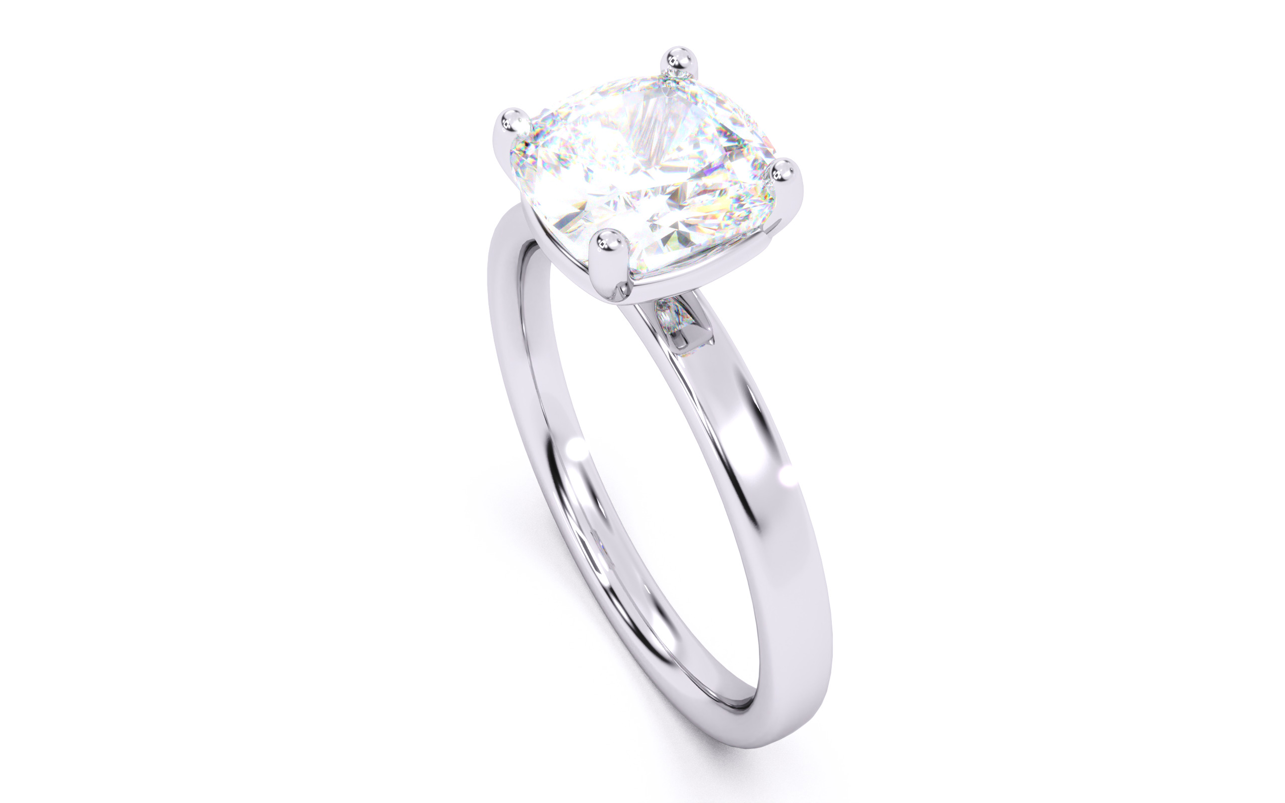Cushion Diamond Solitaire Ring 3D print model 3D print model_8