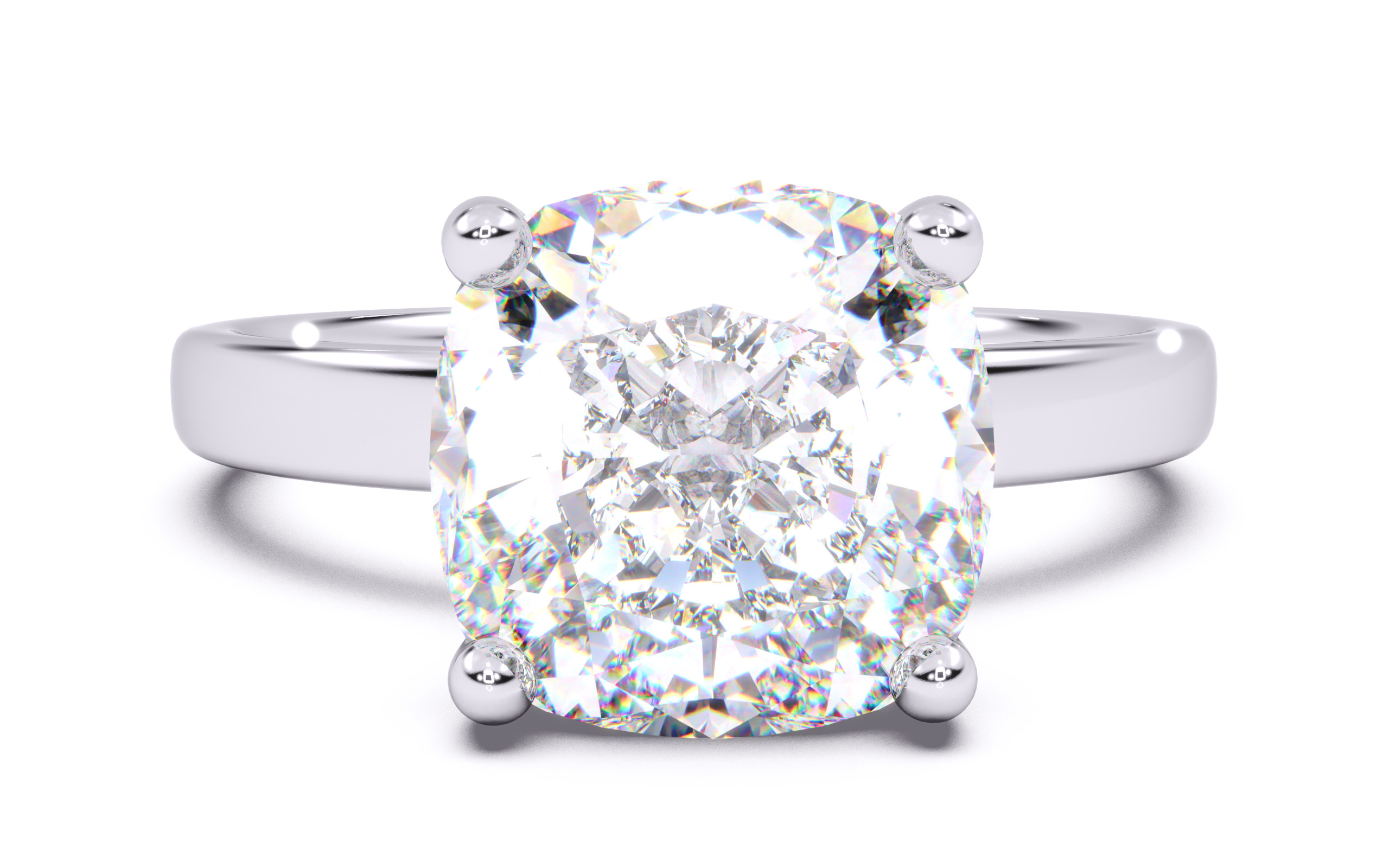 Cushion Diamond Solitaire Ring 3D print model 3D print model_19