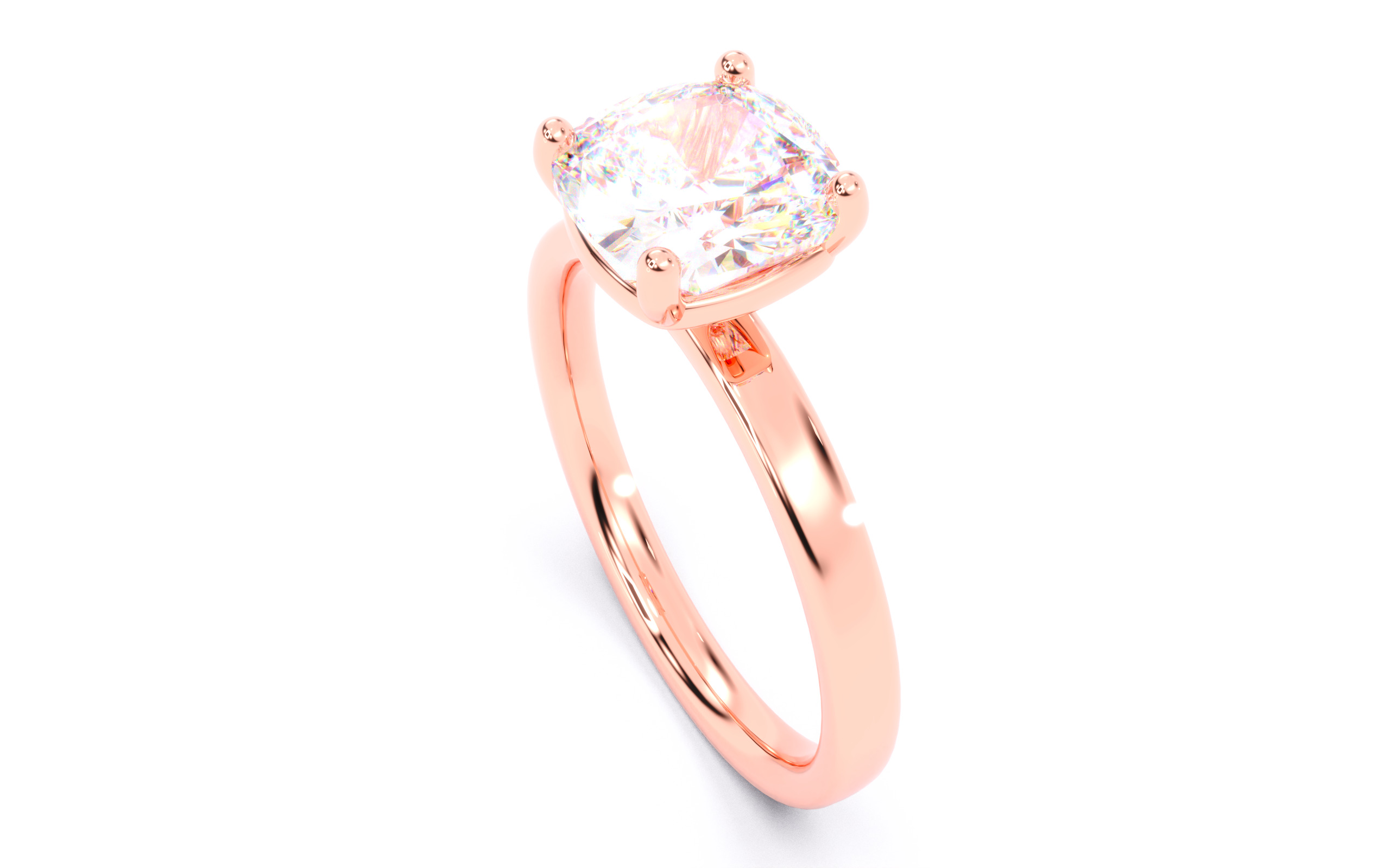 Cushion Diamond Solitaire Ring 3D print model 3D print model_10