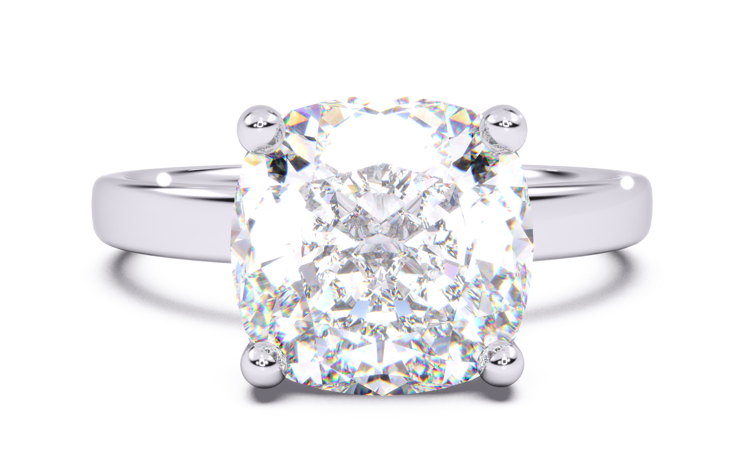 Cushion Diamond Solitaire Ring 3D print model 3D print model_20