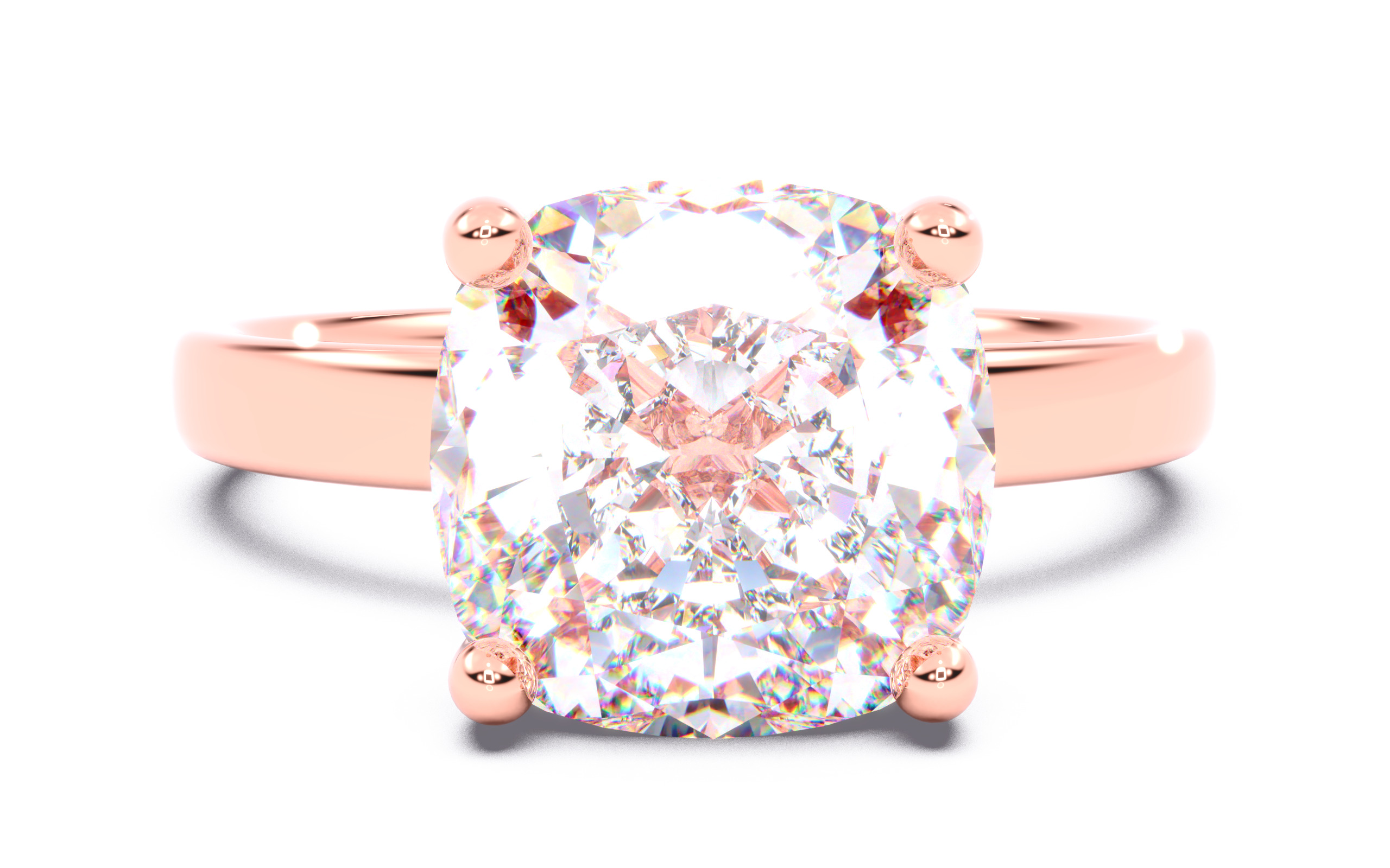 Cushion Diamond Solitaire Ring 3D print model 3D print model_21