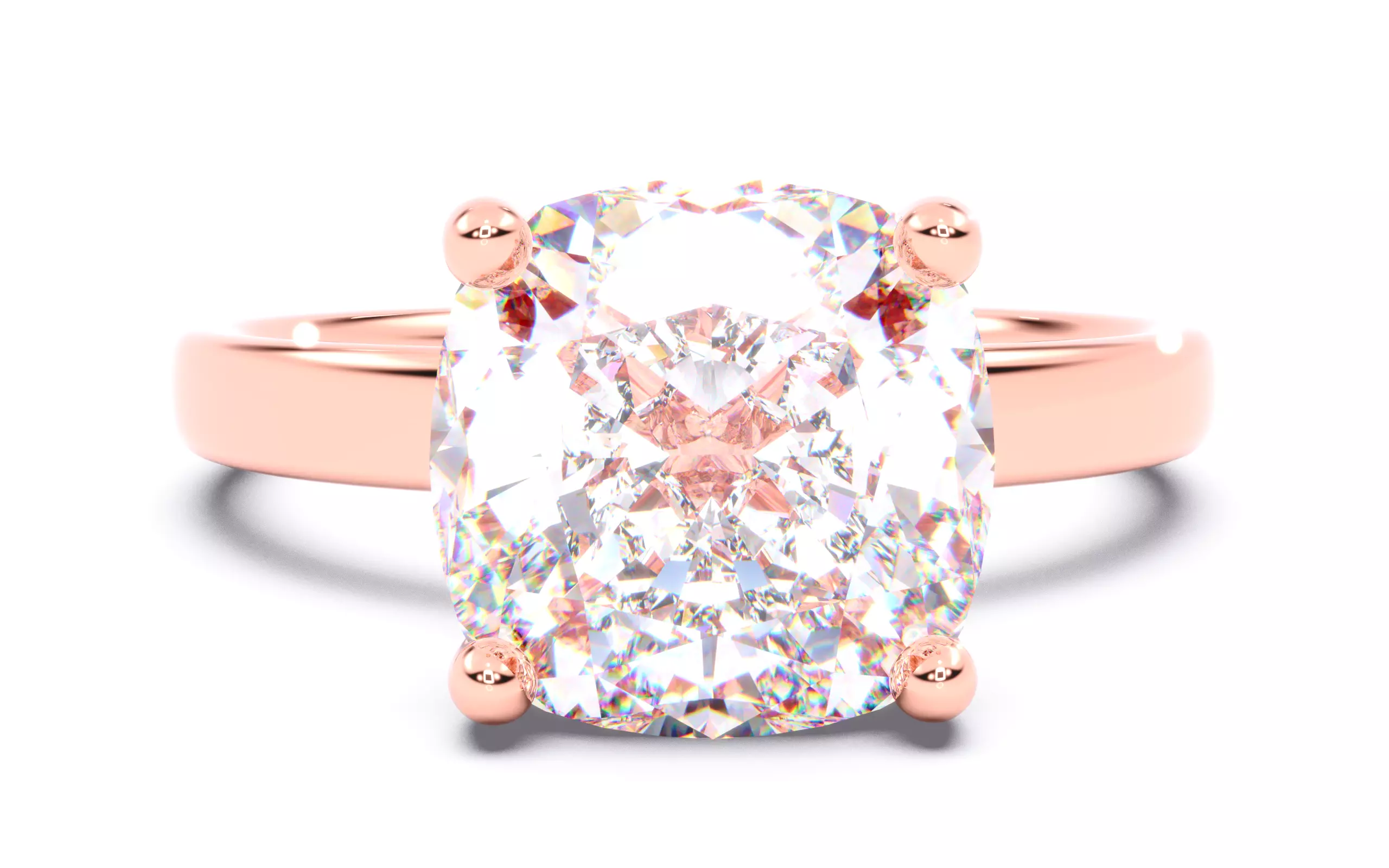 Cushion Diamond Solitaire Ring 3D print model 3D print model_0