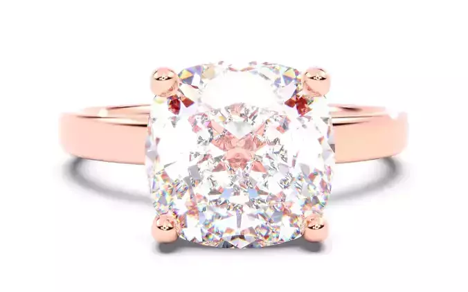 Cushion Diamond Solitaire Ring 3D print model 3D print model