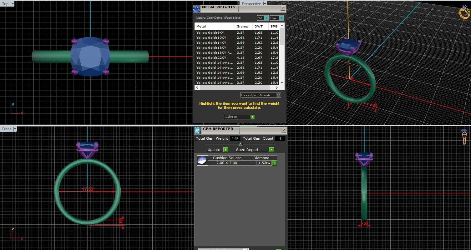 Cushion Diamond Solitaire Ring 3D print model 3D print model_25