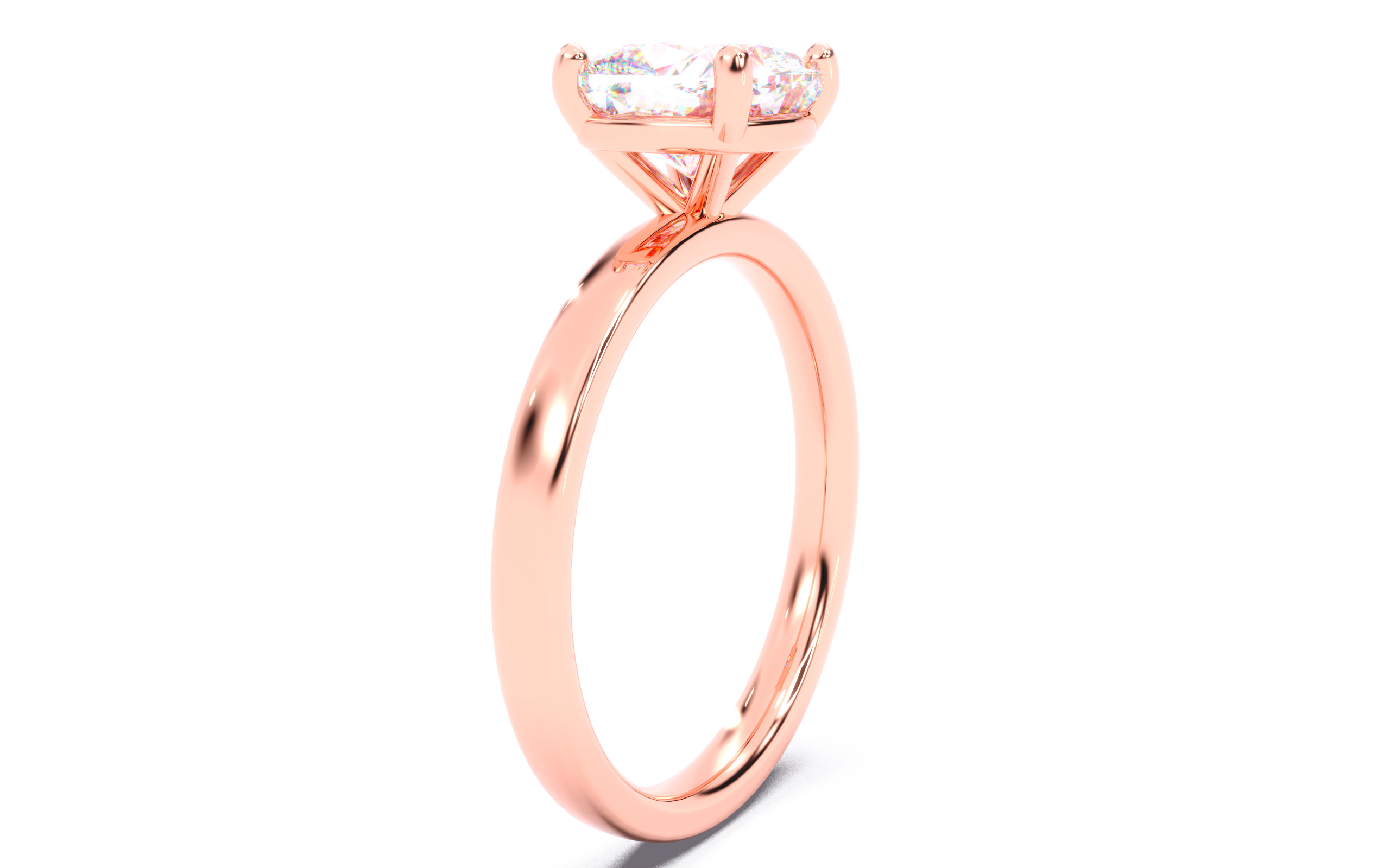 Cushion Diamond Solitaire Ring 3D print model 3D print model_14