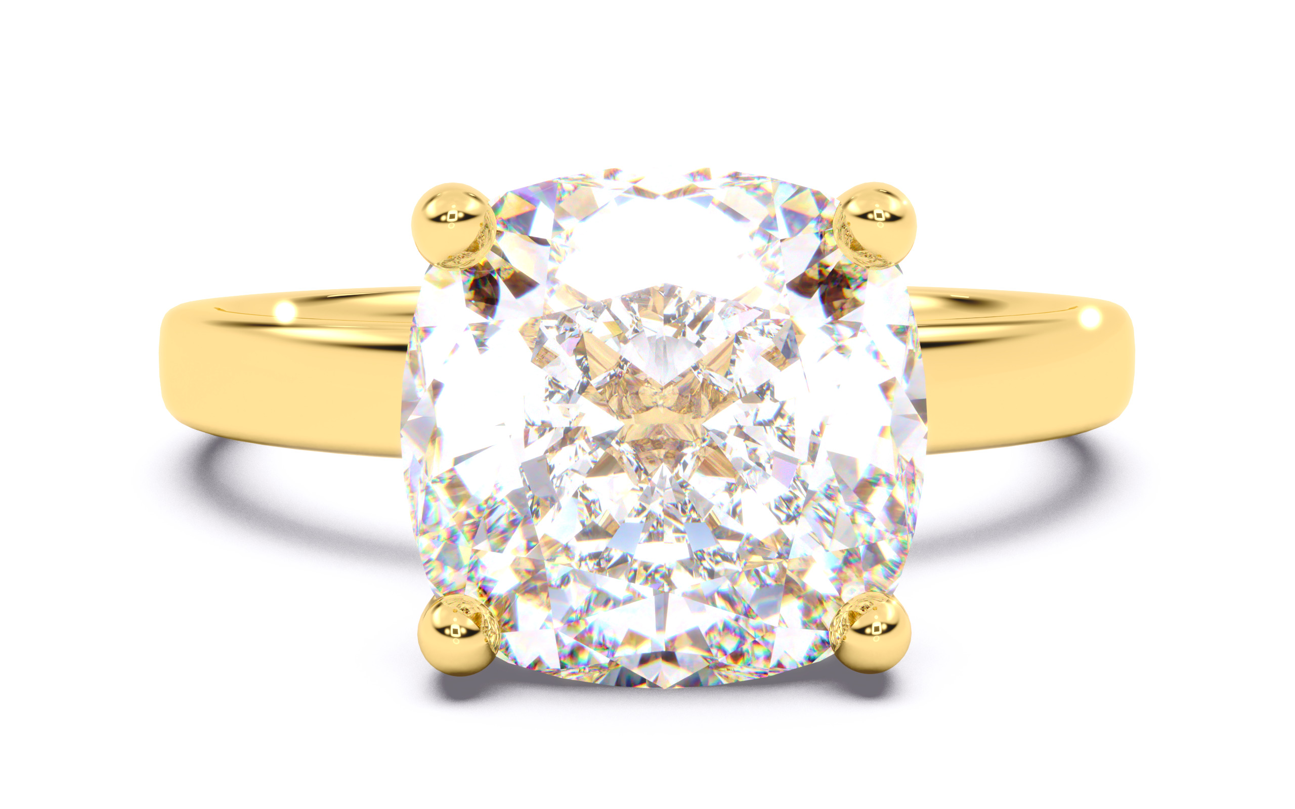 Cushion Diamond Solitaire Ring 3D print model 3D print model_2