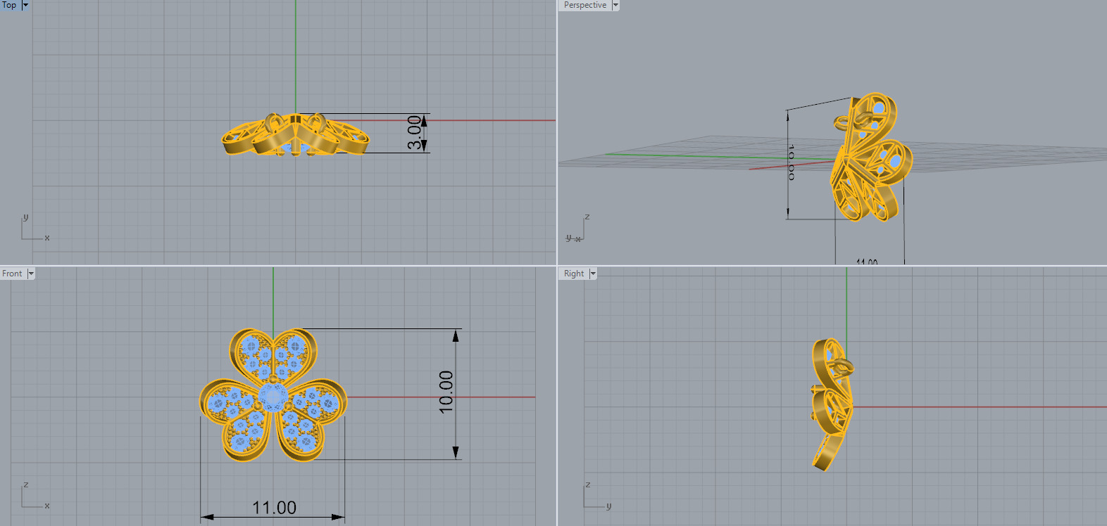 Clover Pendant 67350 3D print model_9