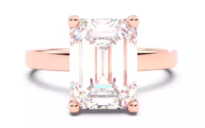 Emerald Diamond Solitaire Ring 3D print model