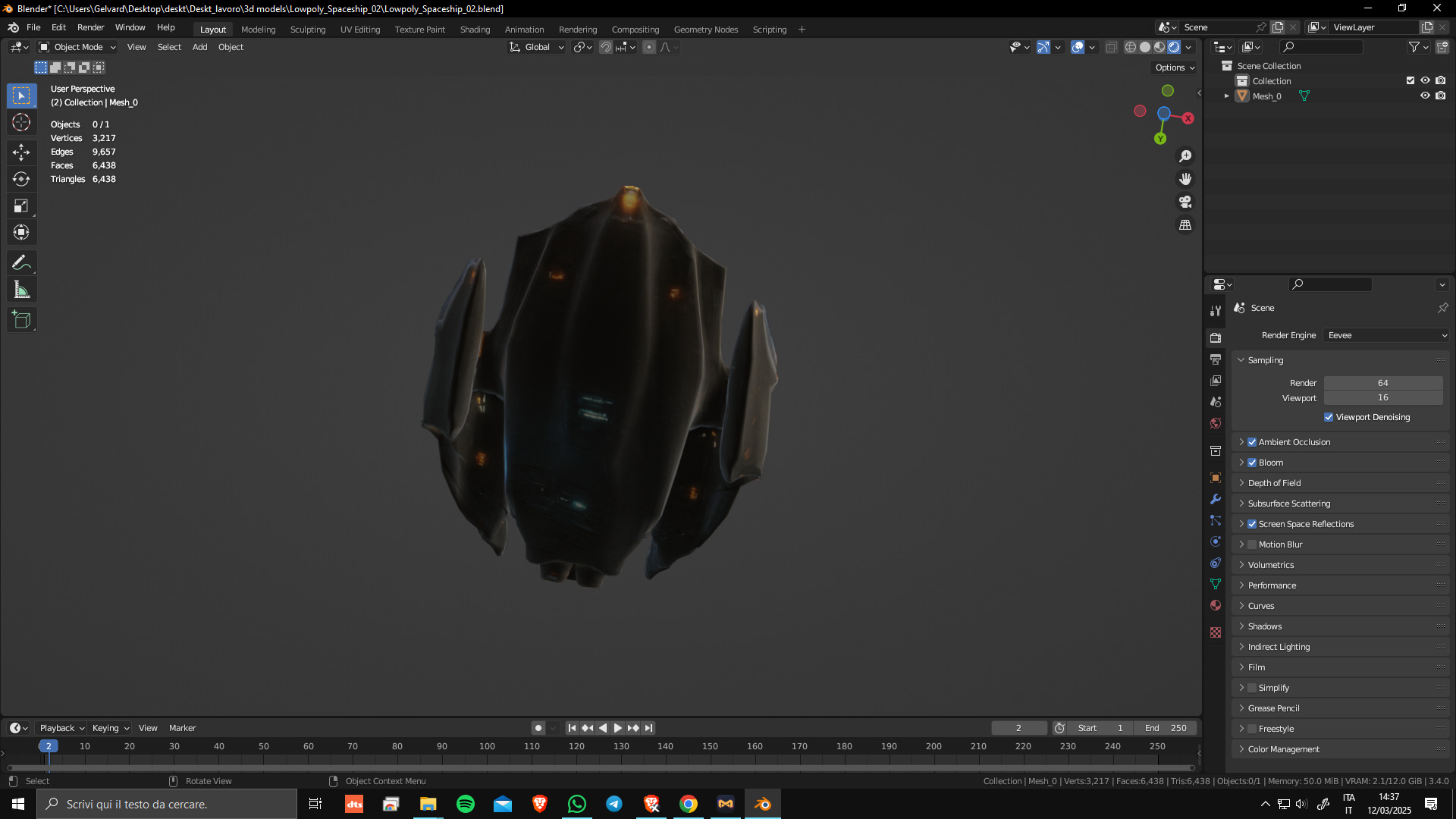 Low Poly Game Ready Spaceship 02 Low-poly 3D model_7