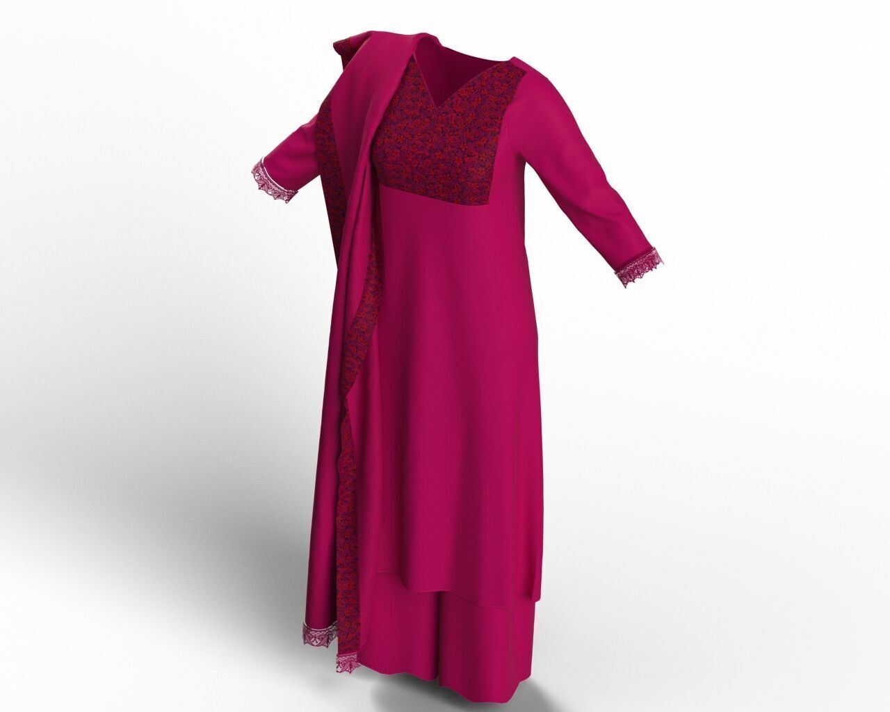 Salwar Kameez Model Indian Pakistani Traditional Dress 3D model_12