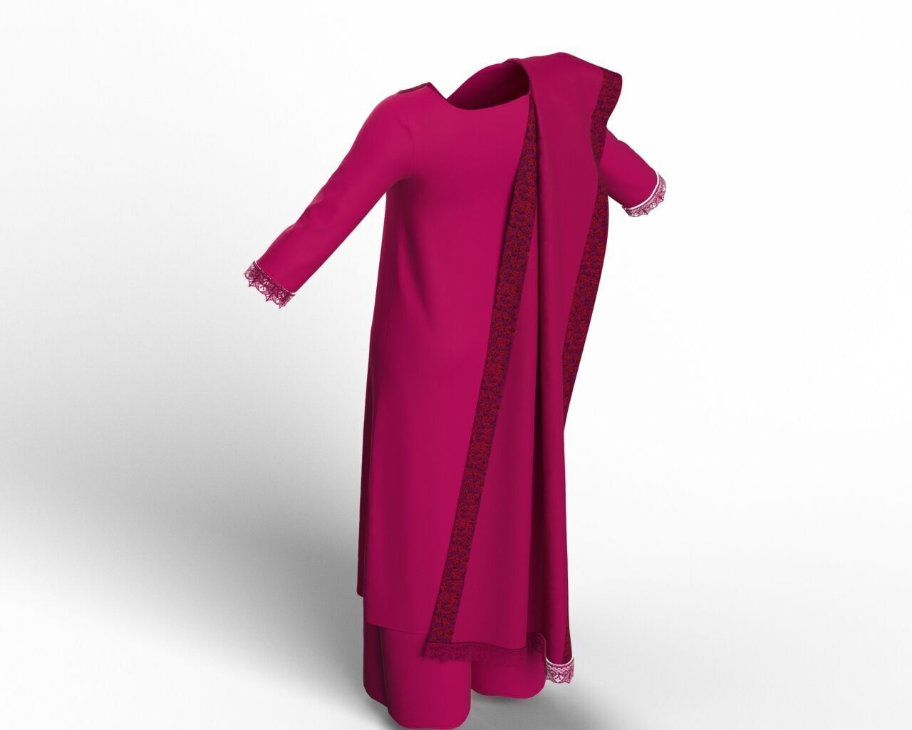 Salwar Kameez Model Indian Pakistani Traditional Dress 3D model_8