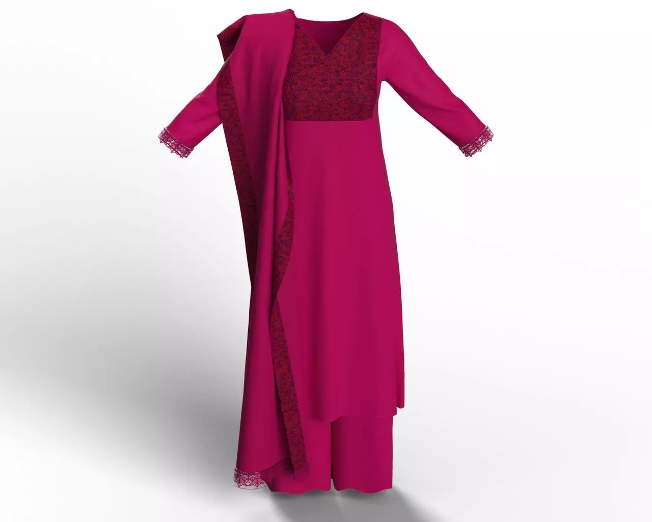 Salwar Kameez Model Indian Pakistani Traditional Dress 3D model_0